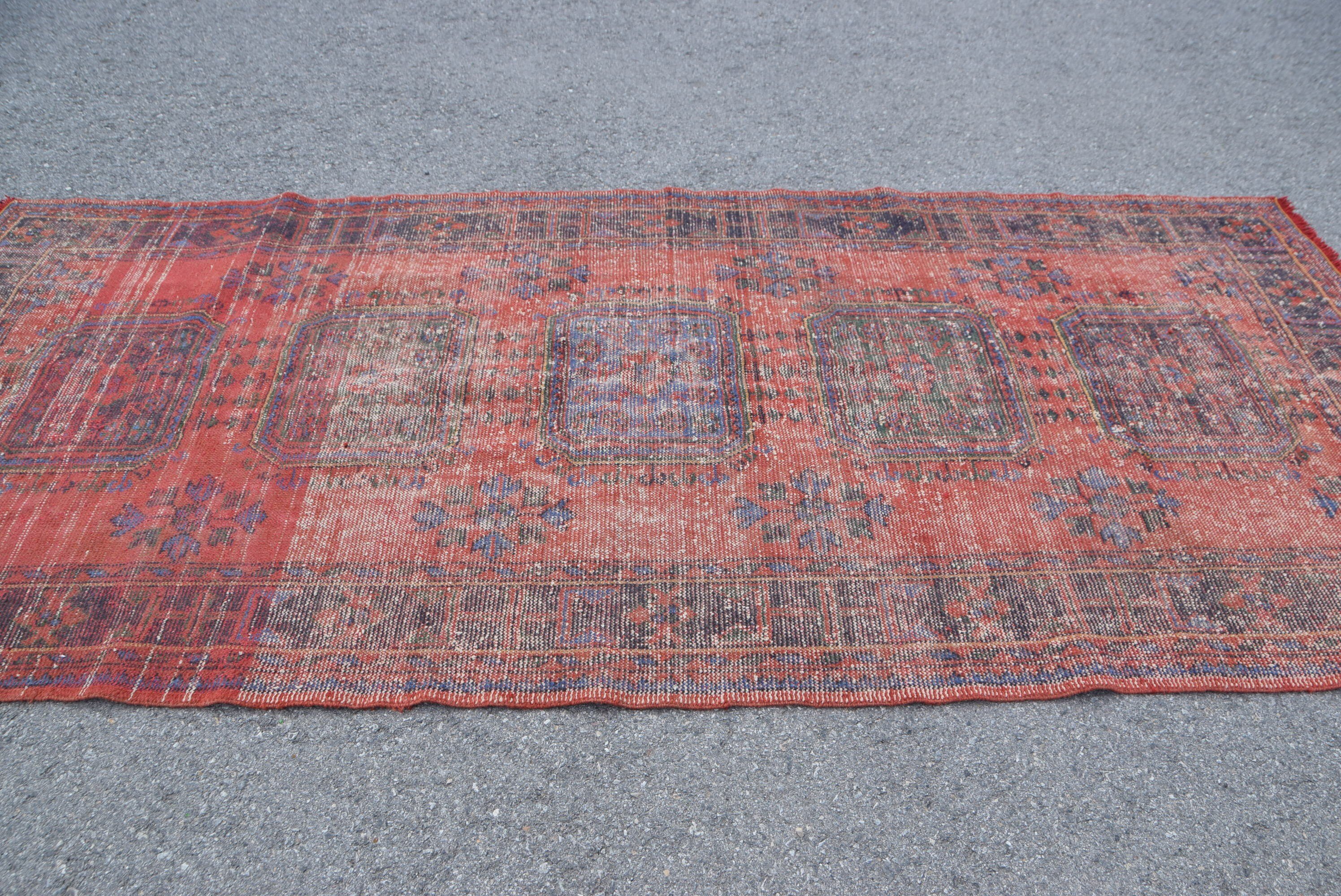 Vintage Rug, Wedding Rugs, Red Moroccan Rug, Kitchen Rug, Living Room Rug, Salon Rugs, 4.7x10.3 ft Large Rug, Turkish Rugs, Home Decor Rugs