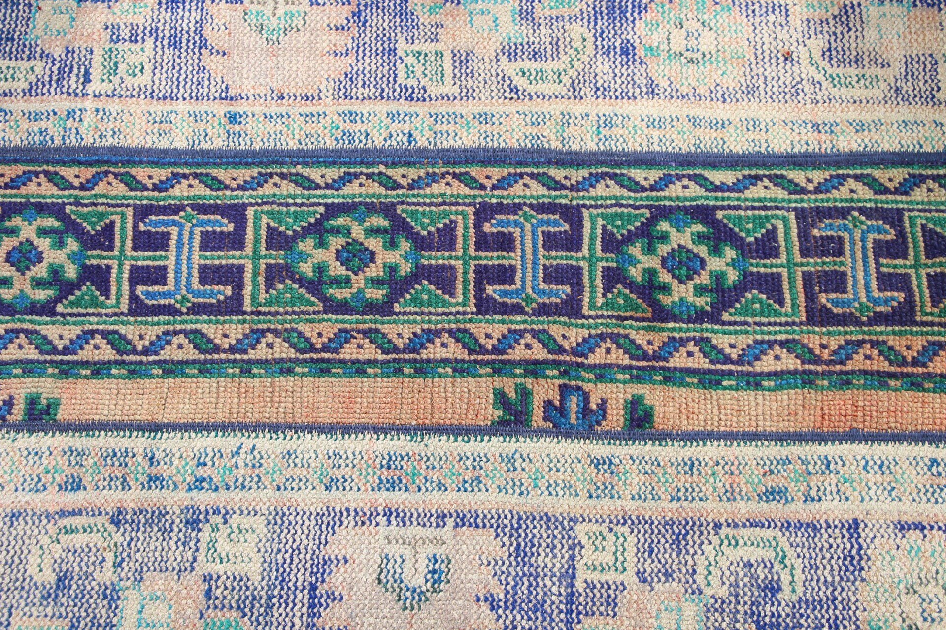 Blue Wool Rugs, Rugs for Runner, Kitchen Rug, Stair Rug, Pale Rug, Wool Rug, Oushak Rug, 2.4x7.8 ft Runner Rug, Vintage Rugs, Turkish Rugs