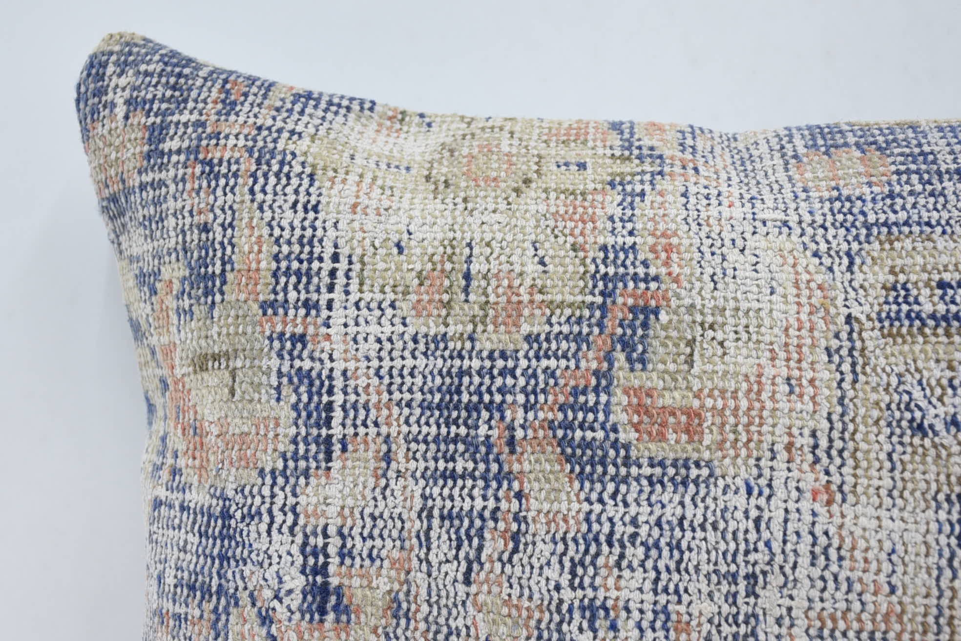 Ethnical Kilim Rug Pillow, Vintage Kilim Pillow, 16"x24" Blue Cushion Cover, Pet Pillow Cover, Gift Pillow, Kilim Rug Cushion Cover