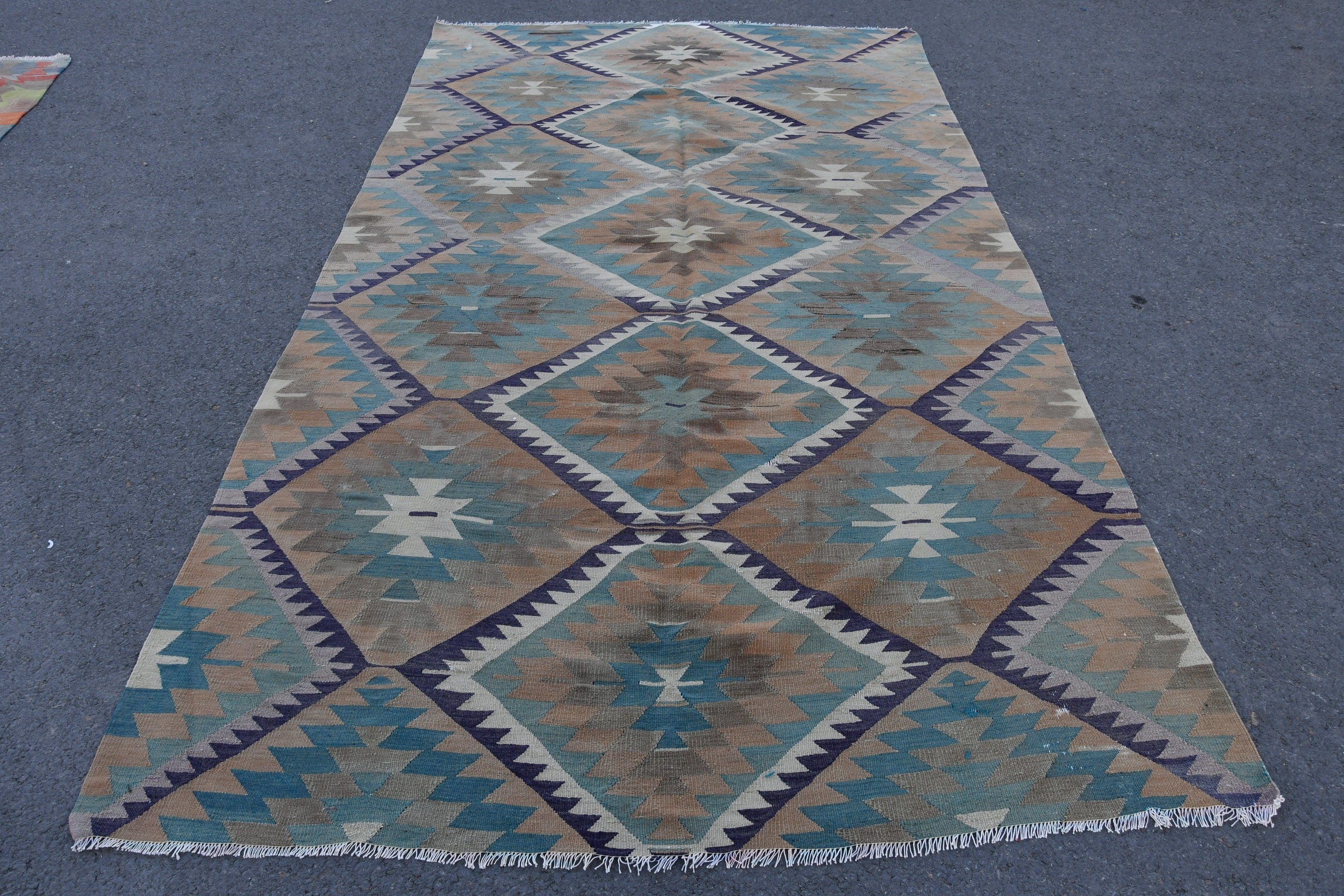 Turkish Rugs, Moroccan Rugs, Kilim, Blue  5.5x9.8 ft Large Rugs, Vintage Rug, Living Room Rugs, Cool Rugs, Dining Room Rug