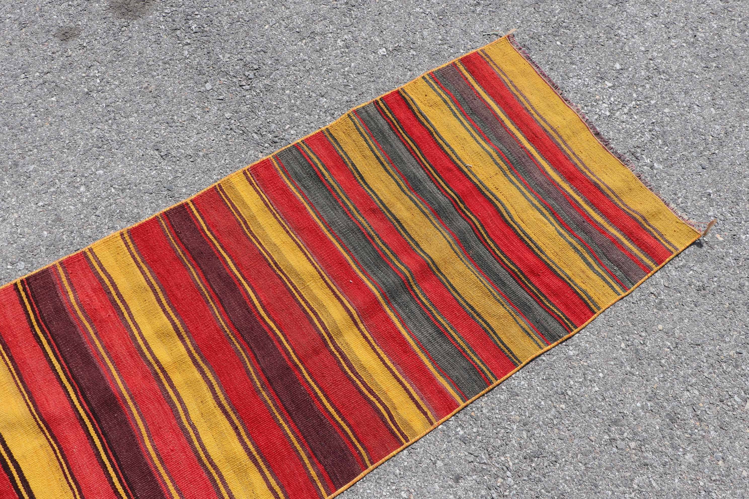 2.2x7.3 ft Runner Rugs, Kilim, Turkish Rug, Vintage Rugs, Rugs for Kitchen, Cool Rugs, Kitchen Rugs, Yellow Home Decor Rug