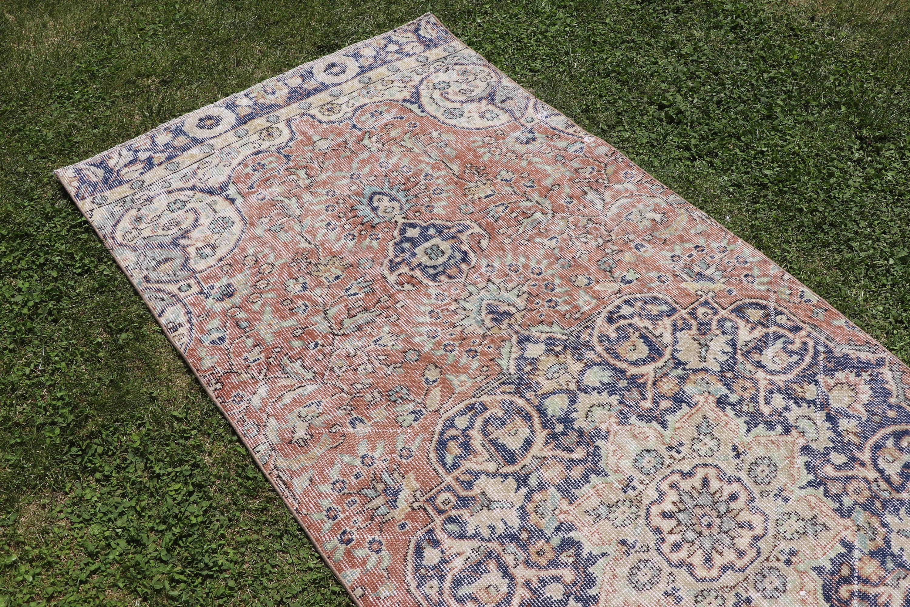 Turuncu Ev Dekor Halısı, 3.4x9.5 ft Runner Halıları, Vintage Halılar, Fas Halıları, Türk Halısı, Merdiven Halıları, Boho Halıları, Koridor Halıları