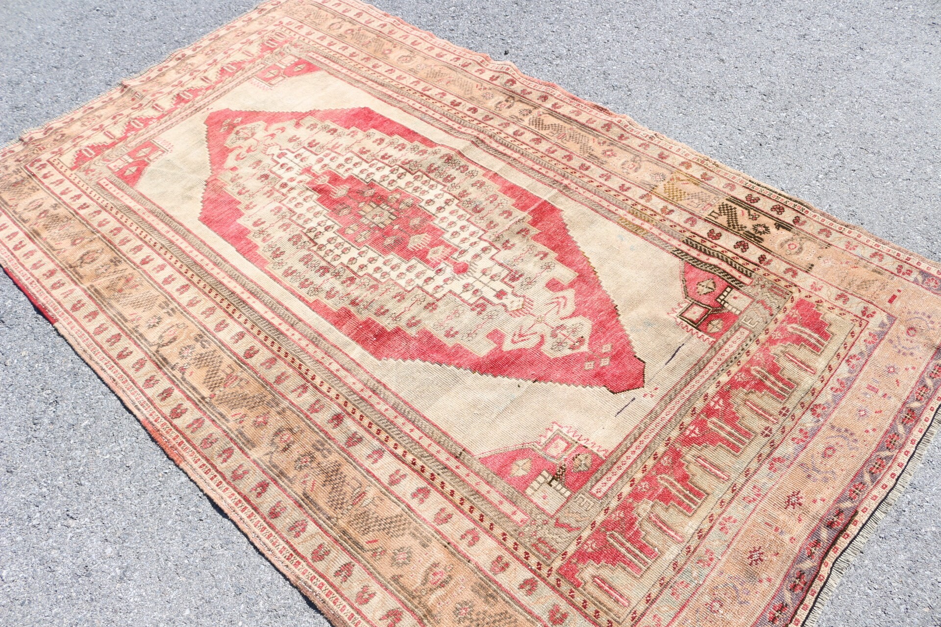 Vintage Halı, 4.9x8.2 ft Büyük Halı, El Dokuma Halı, Ev Dekor Halıları, Yatak Odası Halısı, Yün Halı, Yemek Odası Halıları, Kırmızı Anadolu Halıları, Türk Halısı