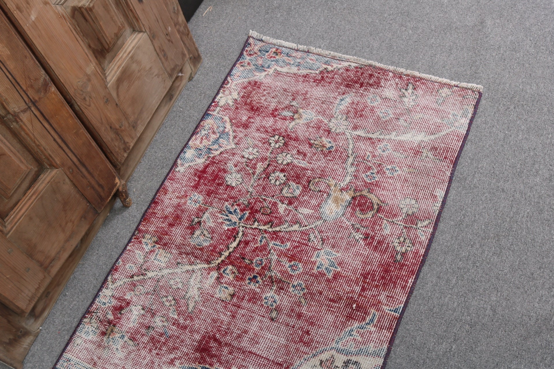 Wall Hanging Rug, Red Home Decor Rugs, Vintage Rugs, Boho Rugs, Rugs for Small Area, 2x3.6 ft Small Rugs, Kitchen Rugs, Turkish Rug