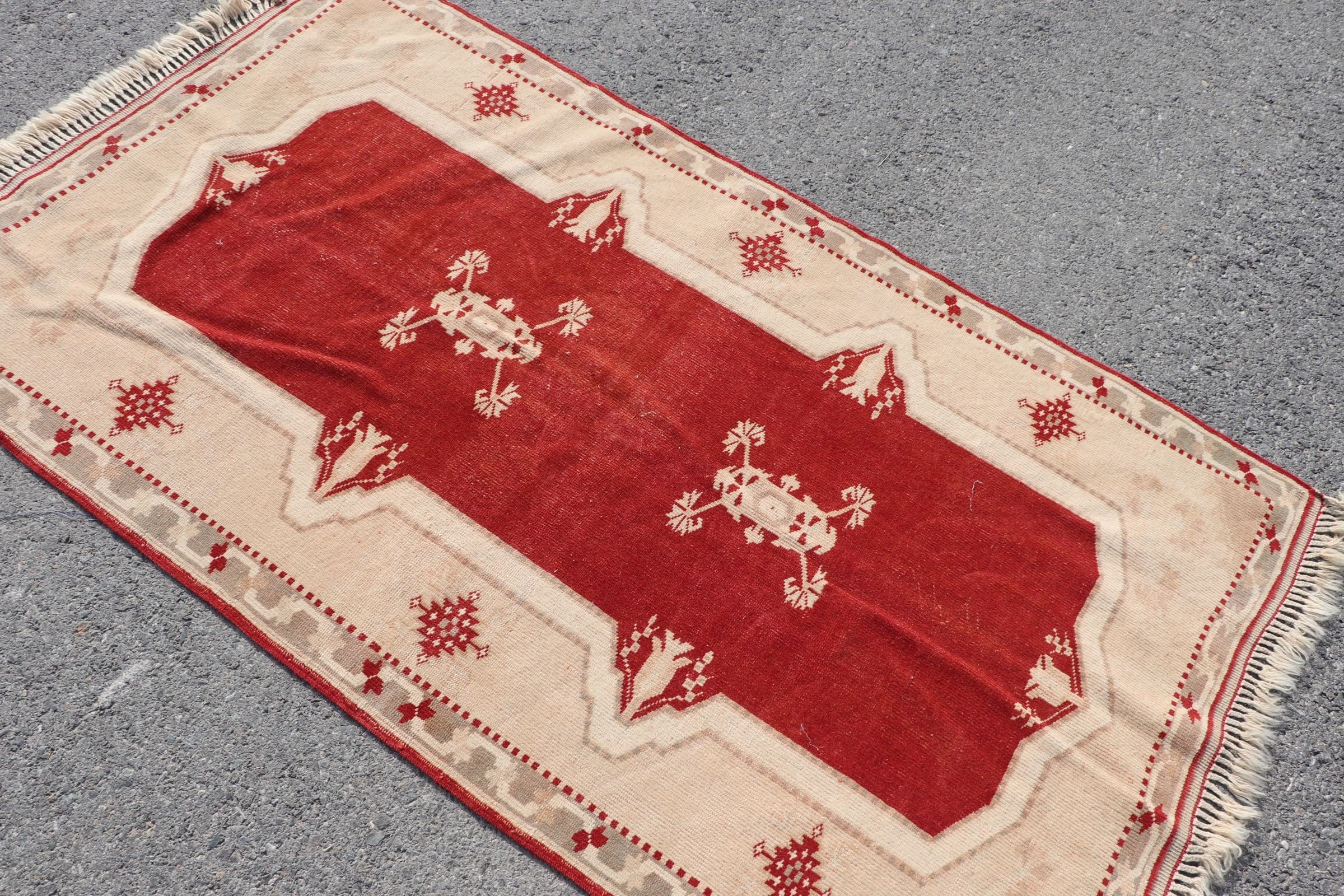 Kitchen Rug, 3.3x6 ft Accent Rugs, Antique Rug, Rugs for Kitchen, Turkish Rugs, Bedroom Rug, Vintage Rug, Red Home Decor Rug, Retro Rugs