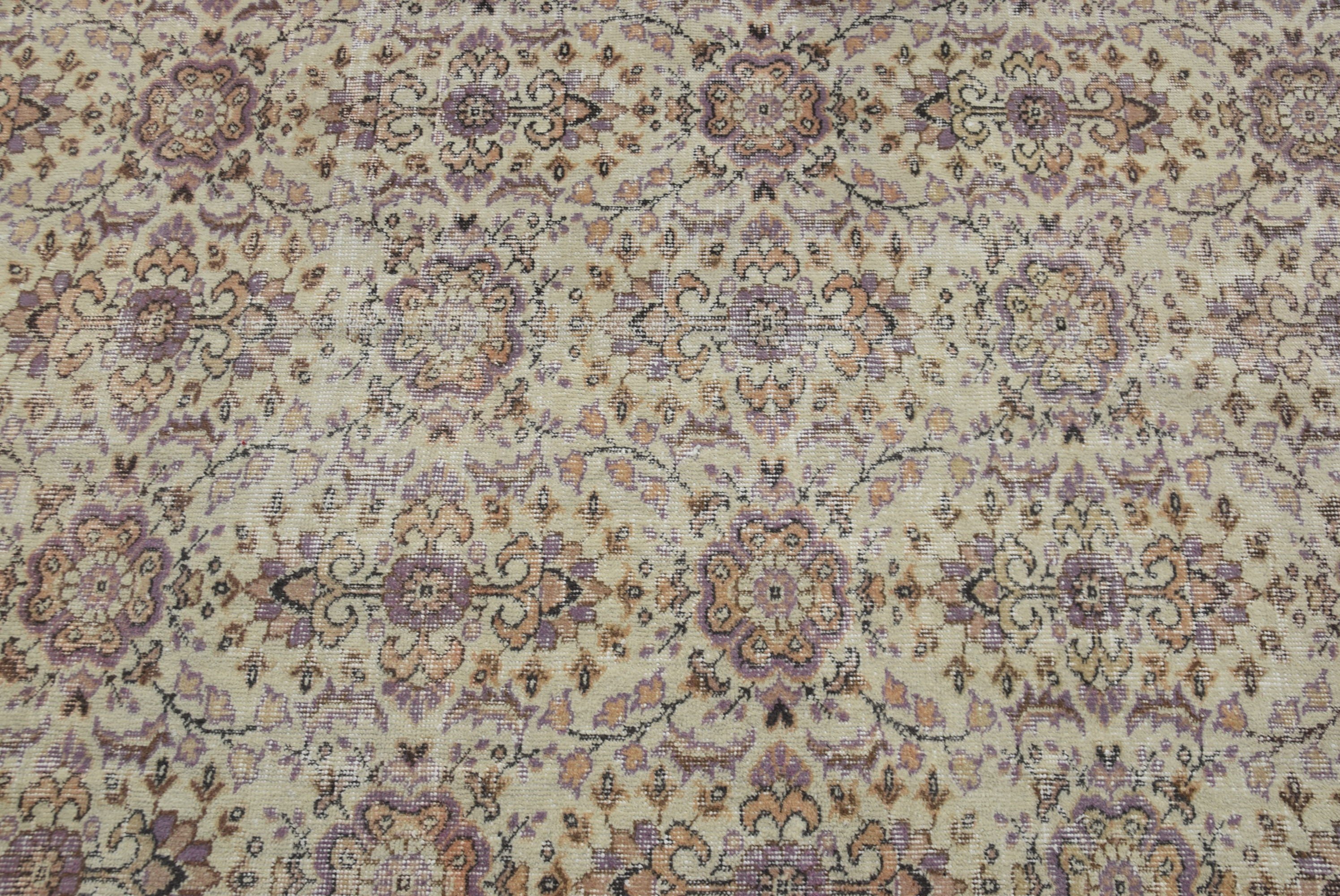 Bej Yün Halı, Sanat Halısı, Yatak Odası Halısı, 3,9x7,4 ft Alan Halısı, Ev Dekor Halısı, Vintage Dekor Halıları, Vintage Halı, Türk Halıları, Mutfak Halıları