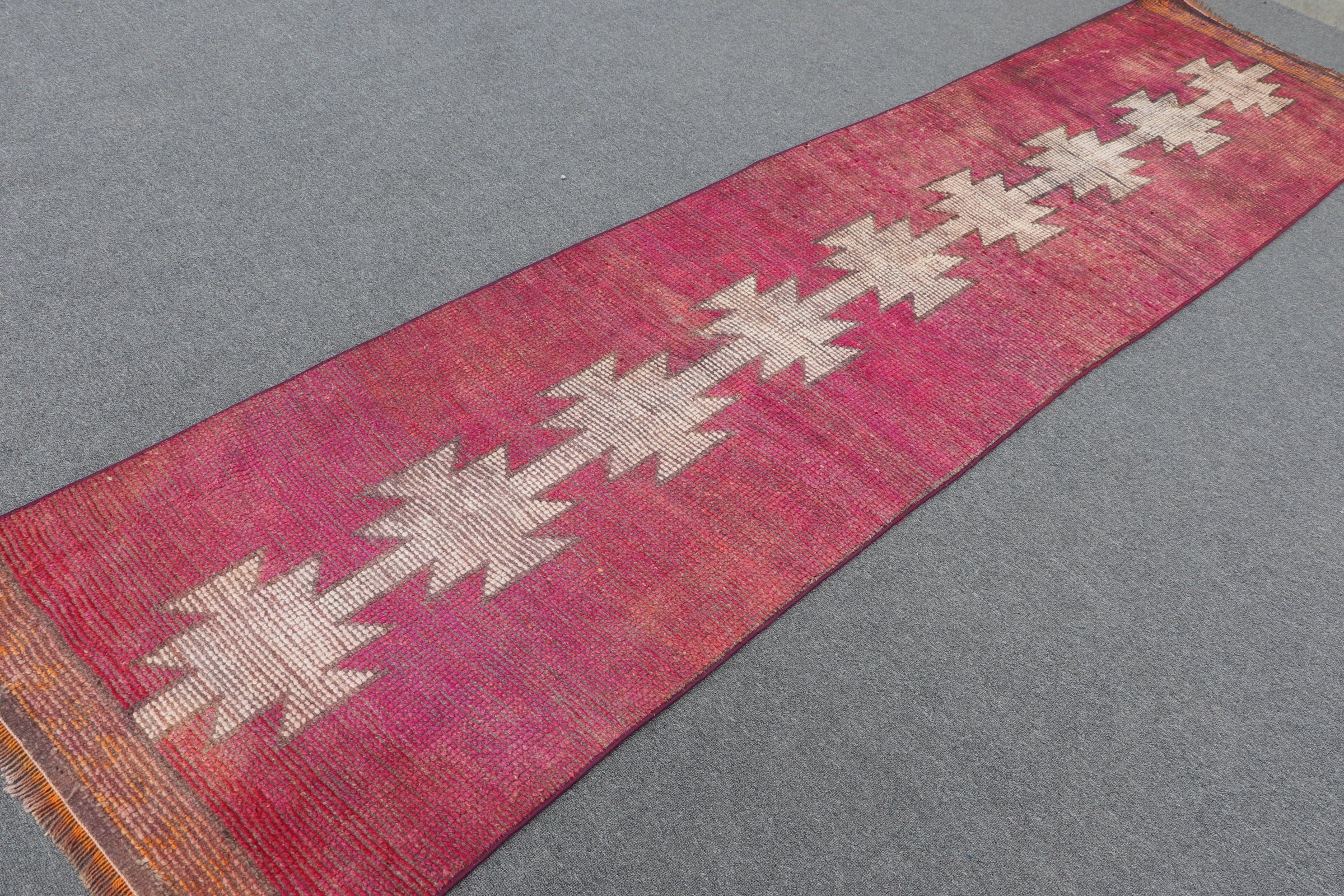 Merdiven Halısı, Koridor Halısı, Yer Halısı, Yün Halısı, Türk Halısı, Vintage Halı, Koridor Halıları, 2.8x11.3 ft Koşucu Halısı, Pembe Fas Halıları