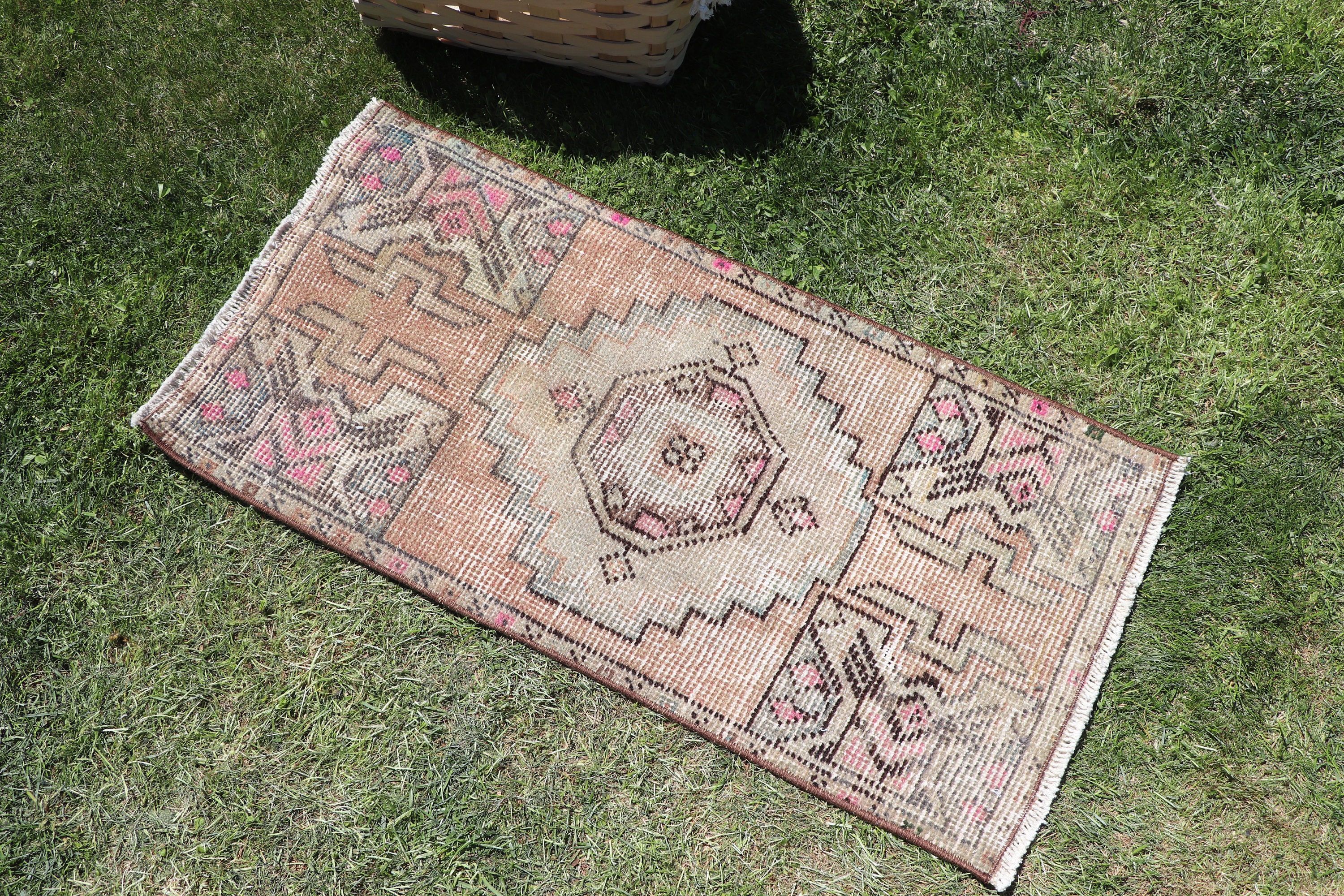 Rugs for Bathroom, Bedroom Rug, Orange Luxury Rug, 1.4x2.9 ft Small Rug, Small Vintage Rug, Vintage Rugs, Turkish Rugs, Luxury Rugs