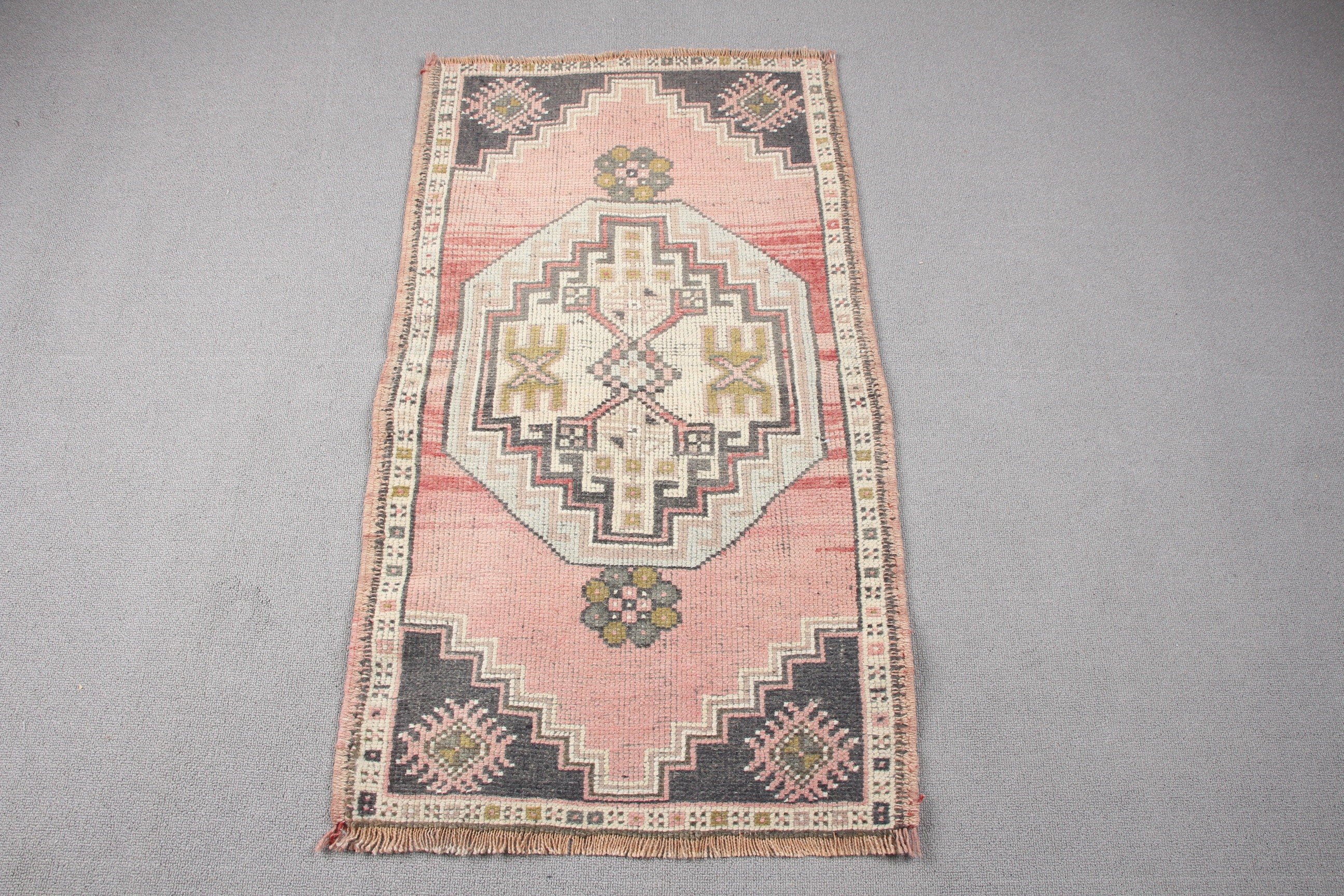 Anatolian Rugs, Antique Rug, Art Rug, Turkish Rug, Bath Rug, Rugs for Entry, 1.8x3.3 ft Small Rug, Pink Cool Rug, Vintage Rug, Bathroom Rug