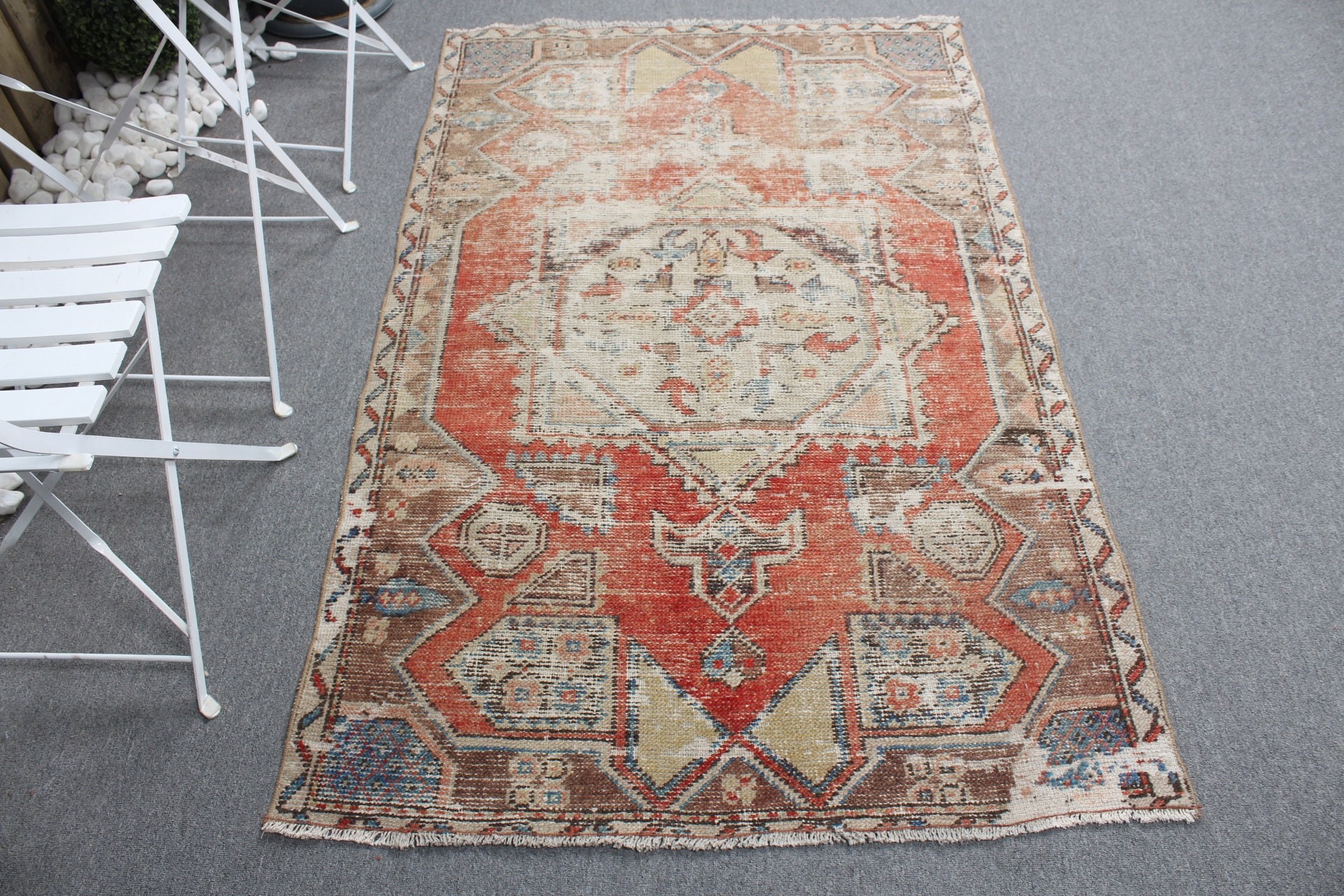 Vintage Halılar, Yatak Odası Halısı, Yer Halısı, Mutfak Halıları, Mutfak Halıları, Kırmızı 3.7x5.7 ft Accent Halı, Türk Halısı