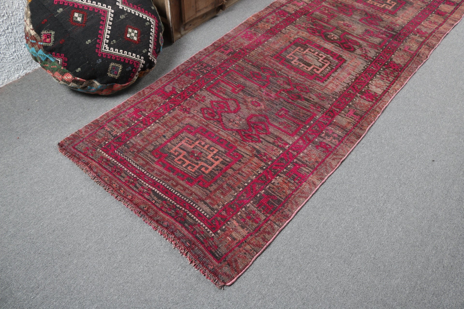 3.3x9.9 ft Runner Halı, Koridor Halıları, Pembe Düz Dokuma Halı, Fas Halısı, Vintage Halılar, Mutfak Halısı, Aztek Halıları, Yatak Odası Halısı, Türk Halısı