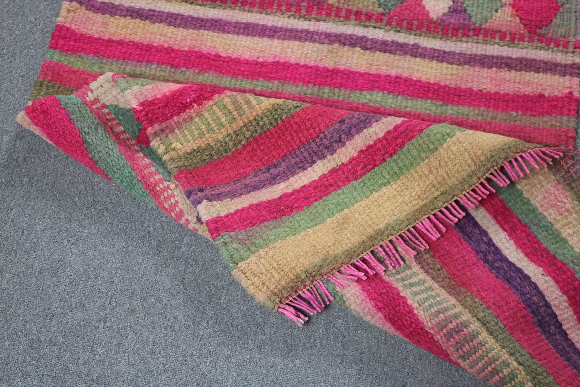 2.7x9.4 ft Runner Halı, Oushak Halıları, Uzun Yolluk Halısı, Vintage Runner Halıları, Modern Halılar, Vintage Halılar, Türk Halıları, Pembe Düz Dokuma Halı