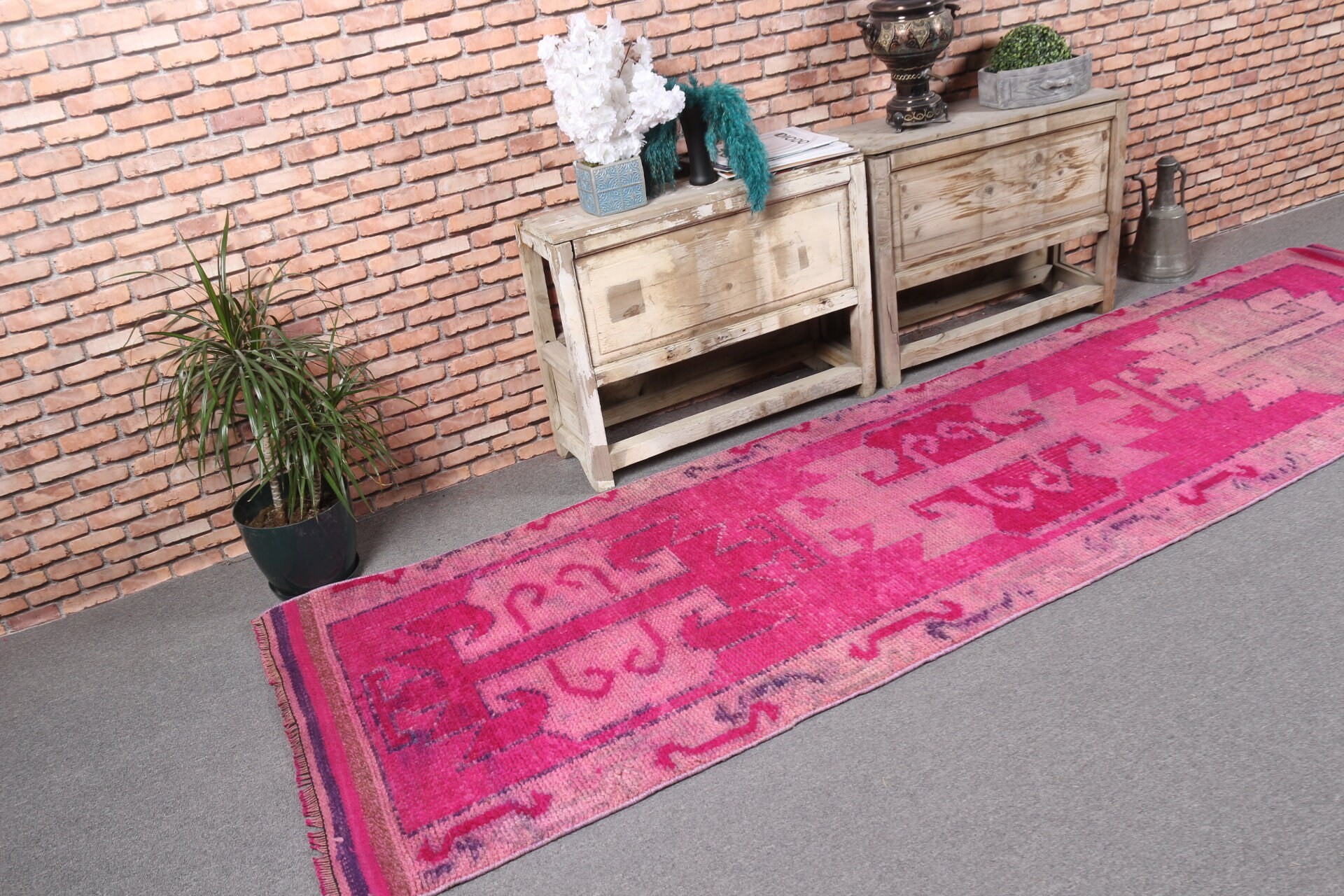 Pink Floor Rugs, Rugs for Stair, Moroccan Rug, 3x10.7 ft Runner Rug, Anatolian Rug, Kitchen Rug, Corridor Rug, Vintage Rug, Turkish Rug