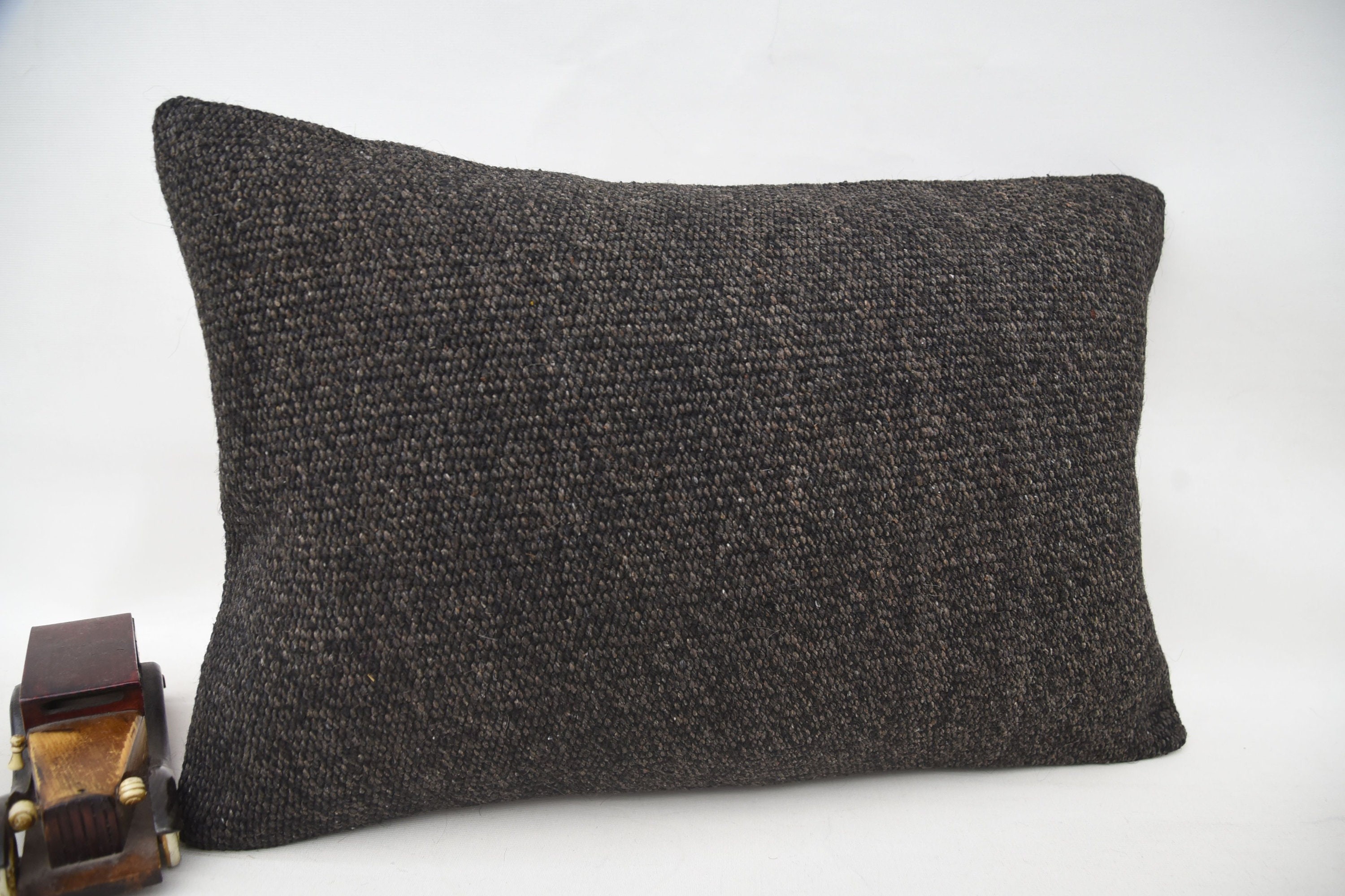 Vintage Pillow, Rustic Pillow, Handmade Kilim Cushion, Interior Designer Pillow, Neutral Pillow, 16"x24" Brown Pillow Case