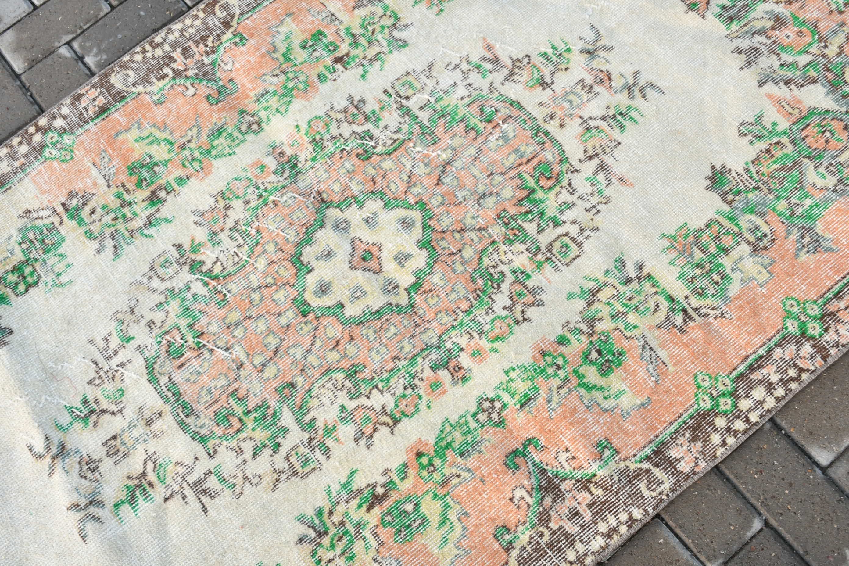 Bedroom Rug, Turkish Rugs, Floor Rugs, 3.6x6.7 ft Area Rug, Rugs for Indoor, Green Wool Rug, Vintage Rugs, Indoor Rugs, Vintage Decor Rug