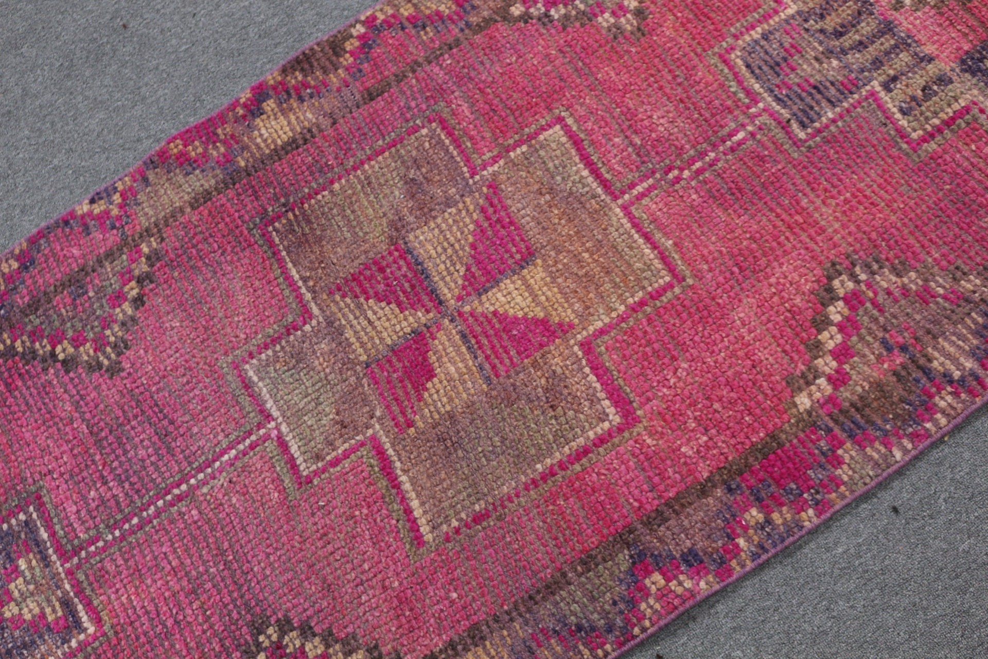 Anatolian Rugs, 2.6x10.5 ft Runner Rug, Rugs for Corridor, Turkish Rugs, Art Rug, Pink Moroccan Rug, Hallway Rug, Vintage Rug