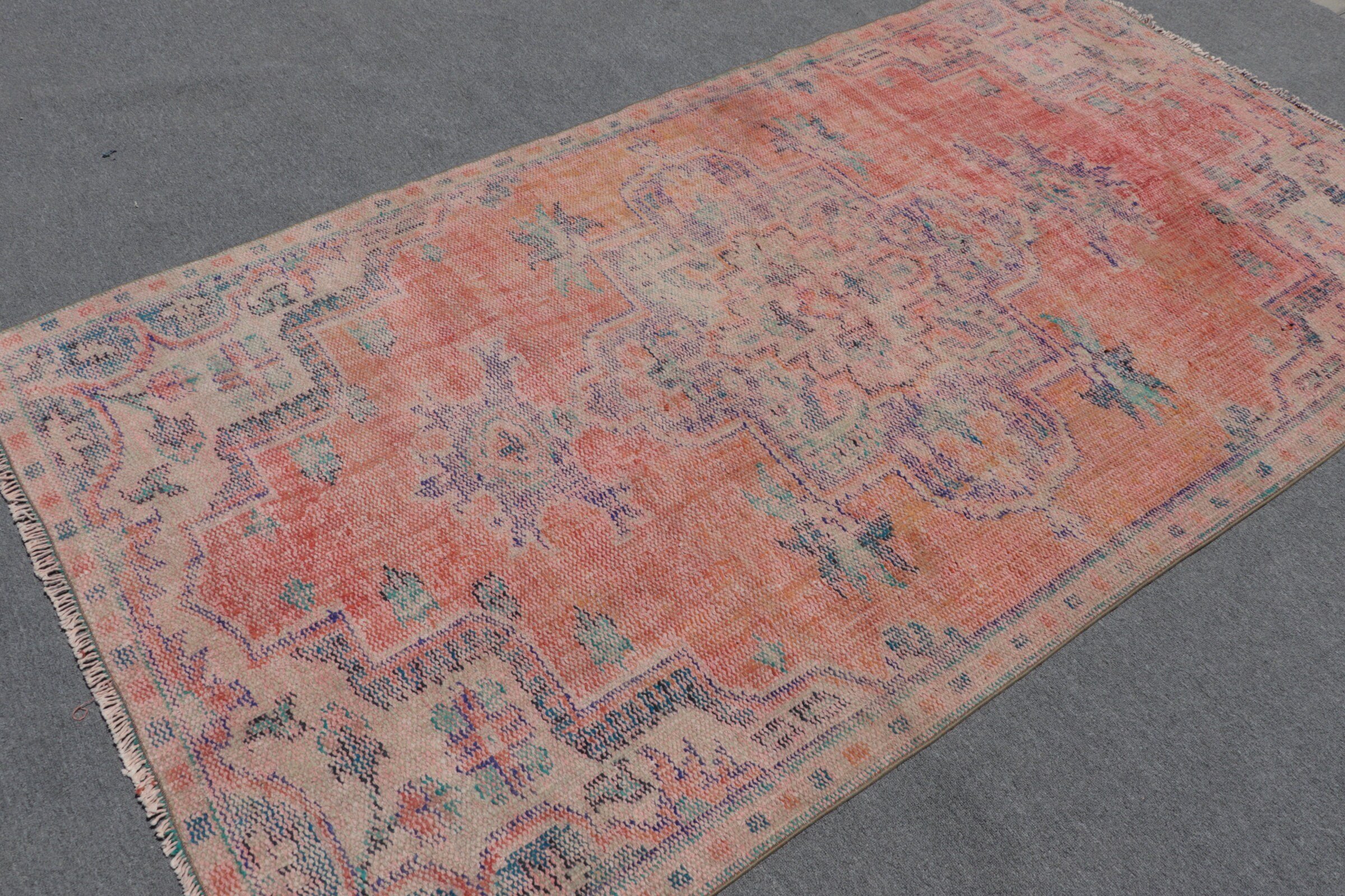 4.5x8.5 ft Area Rugs, Rugs for Floor, Cool Rugs, Orange Antique Rug, Hand Woven Rugs, Vintage Rug, Dining Room Rug, Wool Rugs, Turkish Rugs