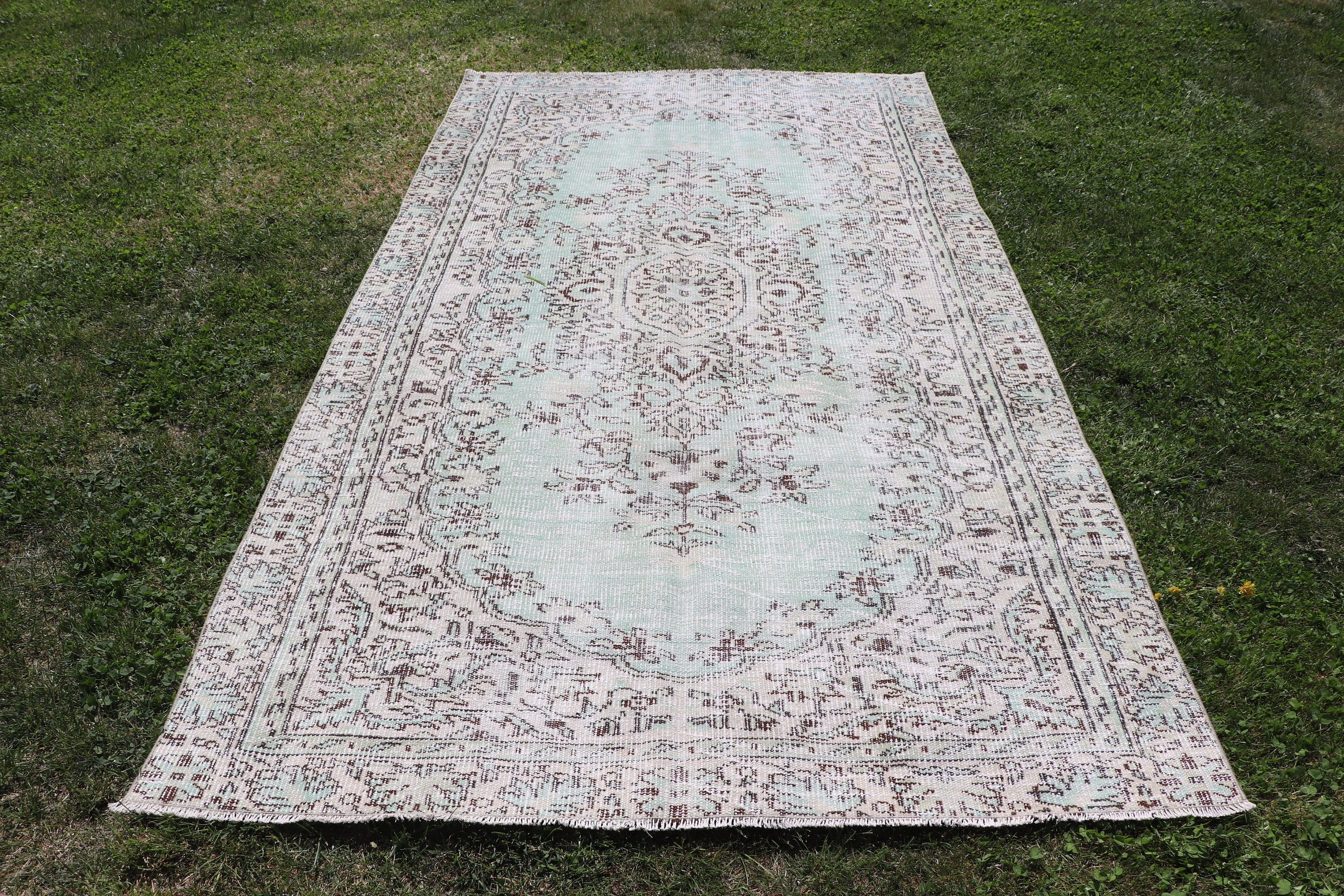 Boho Halı, Büyük Vintage Halılar, Yeşil Lüks Halı, Türk Halısı, Anadolu Halısı, 4.9x8.6 ft Büyük Halılar, Yemek Odası Halıları, Vintage Halı, Yün Halılar