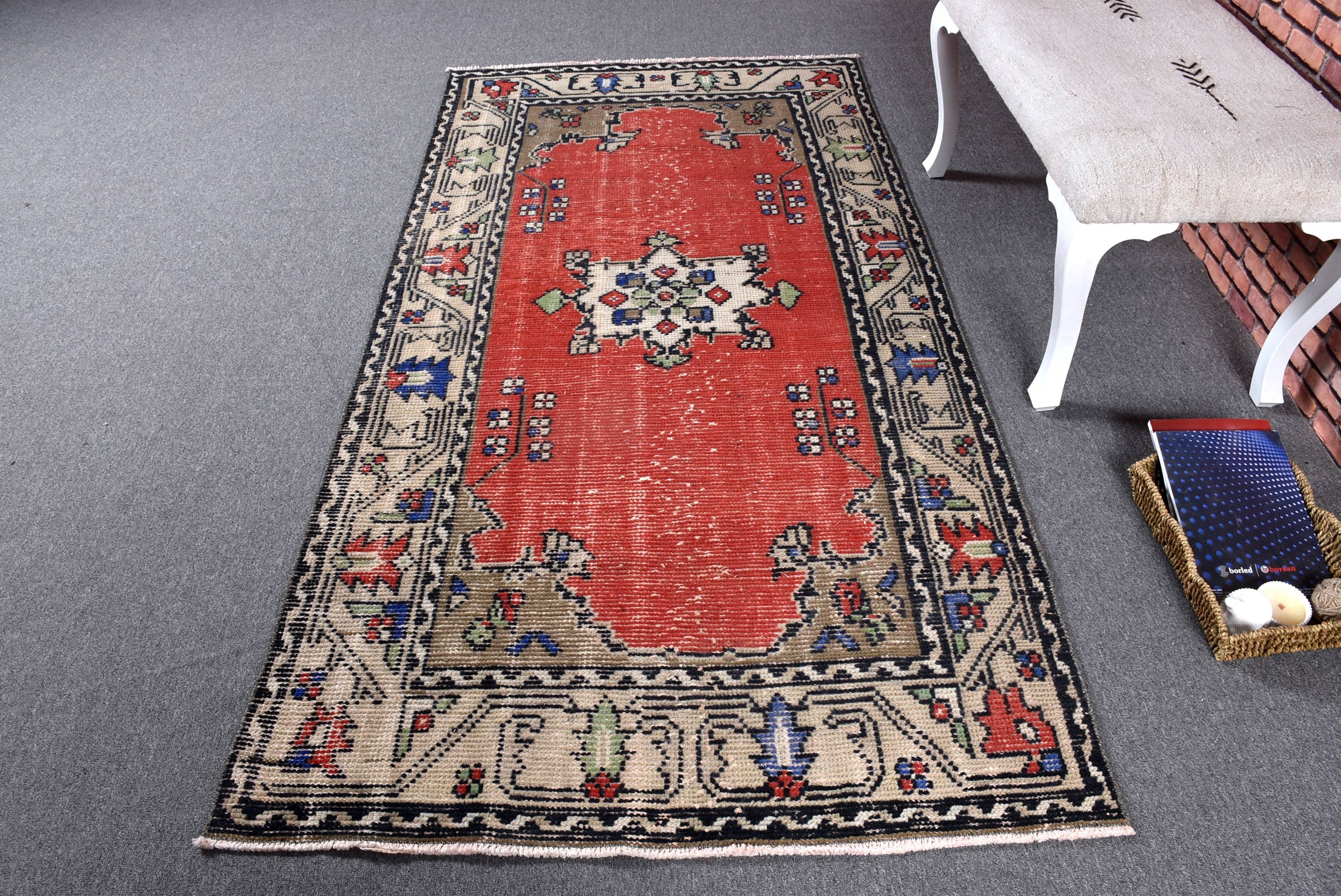 Boho Alan Halıları, Türk Halısı, Lüks Halı, Vintage Halılar, Bej Açıklama Halısı, Ev Dekor Halıları, İç Mekan Halıları, 3,7x7,4 ft Alan Halısı