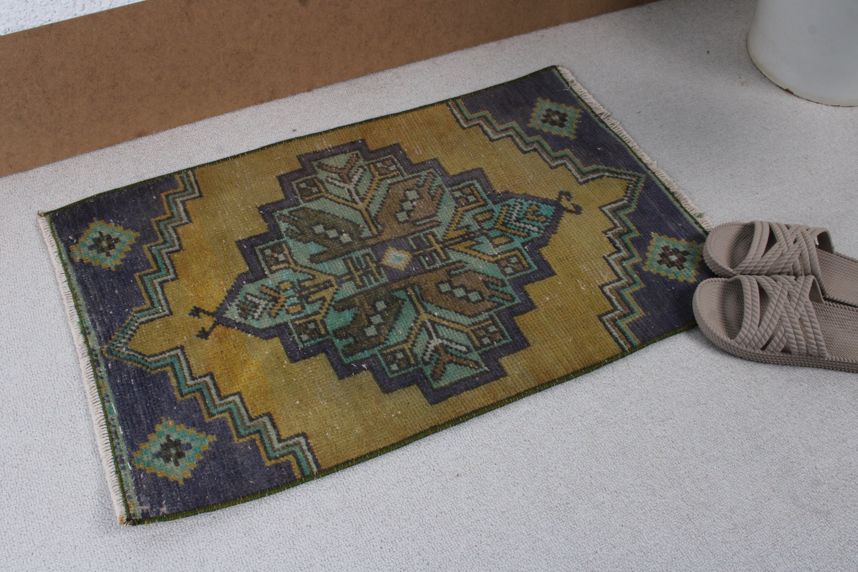 Turkey Rug, Door Mat Rug, Statement Rug, Home Decor Rug, 1.4x2.4 ft Small Rug, Vintage Rug, Green Oushak Rugs, Turkish Rug, Bathroom Rugs