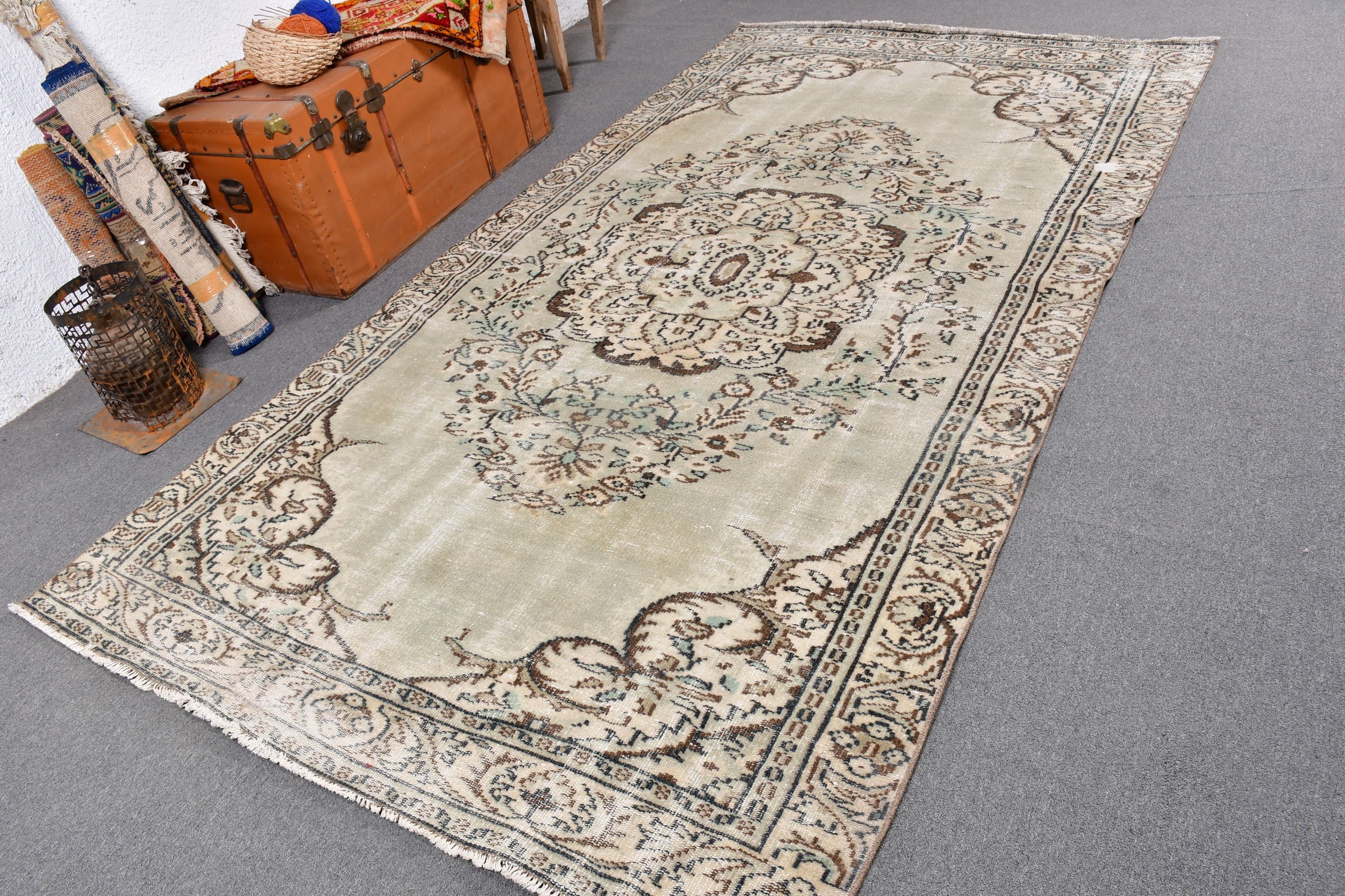 Beige Cool Rugs, Living Room Rugs, Oushak Rug, Office Rug, Vintage Rugs, Turkish Rugs, Dining Room Rug, Cool Rugs, 5.3x9.8 ft Large Rug