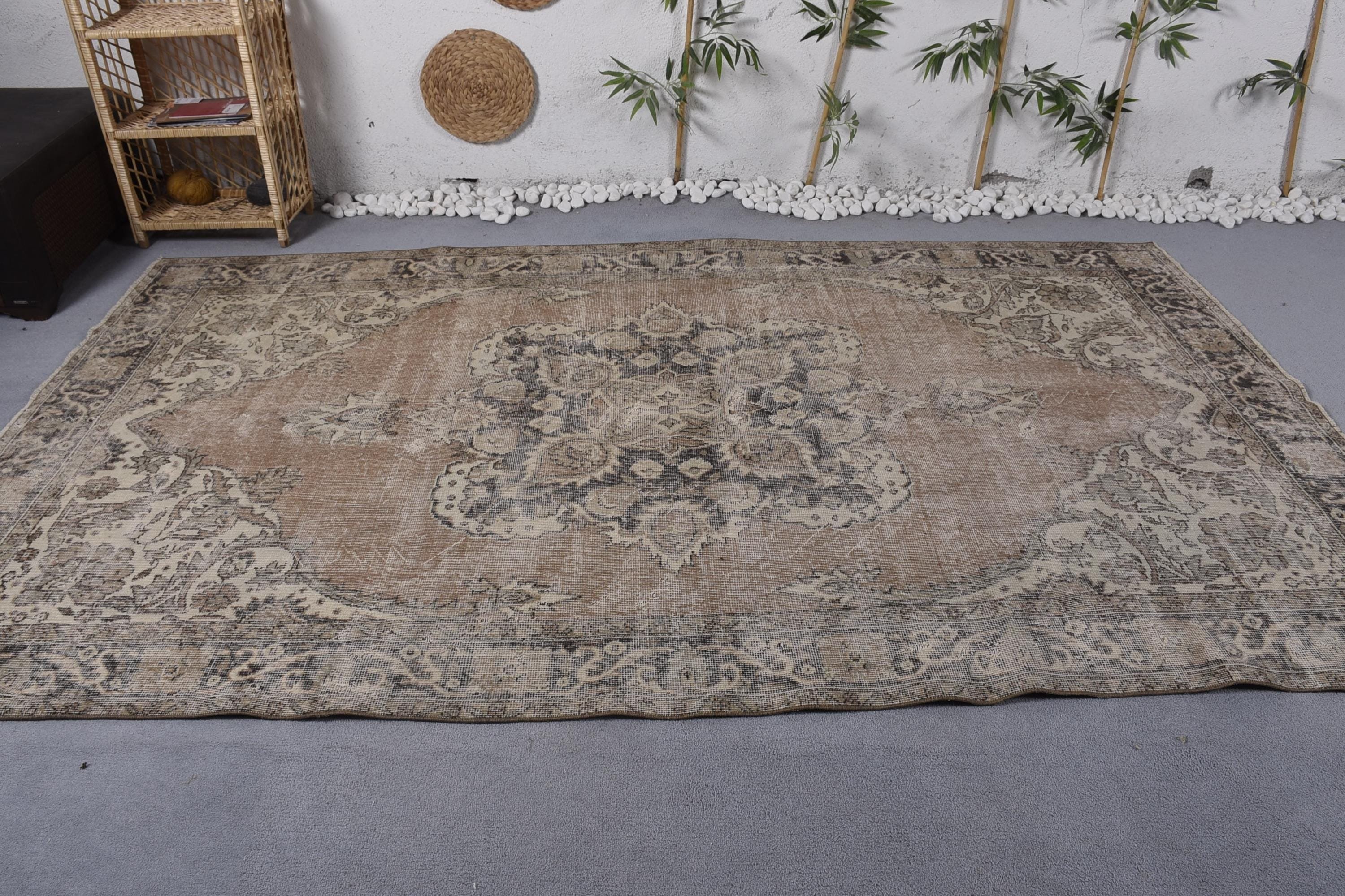 Bedroom Rug, 6.1x10.1 ft Large Rug, Boho Rug, Handwoven Rug, Vintage Rugs, Large Vintage Rug, Turkish Rug, Luxury Rug, Brown Flatweave Rugs