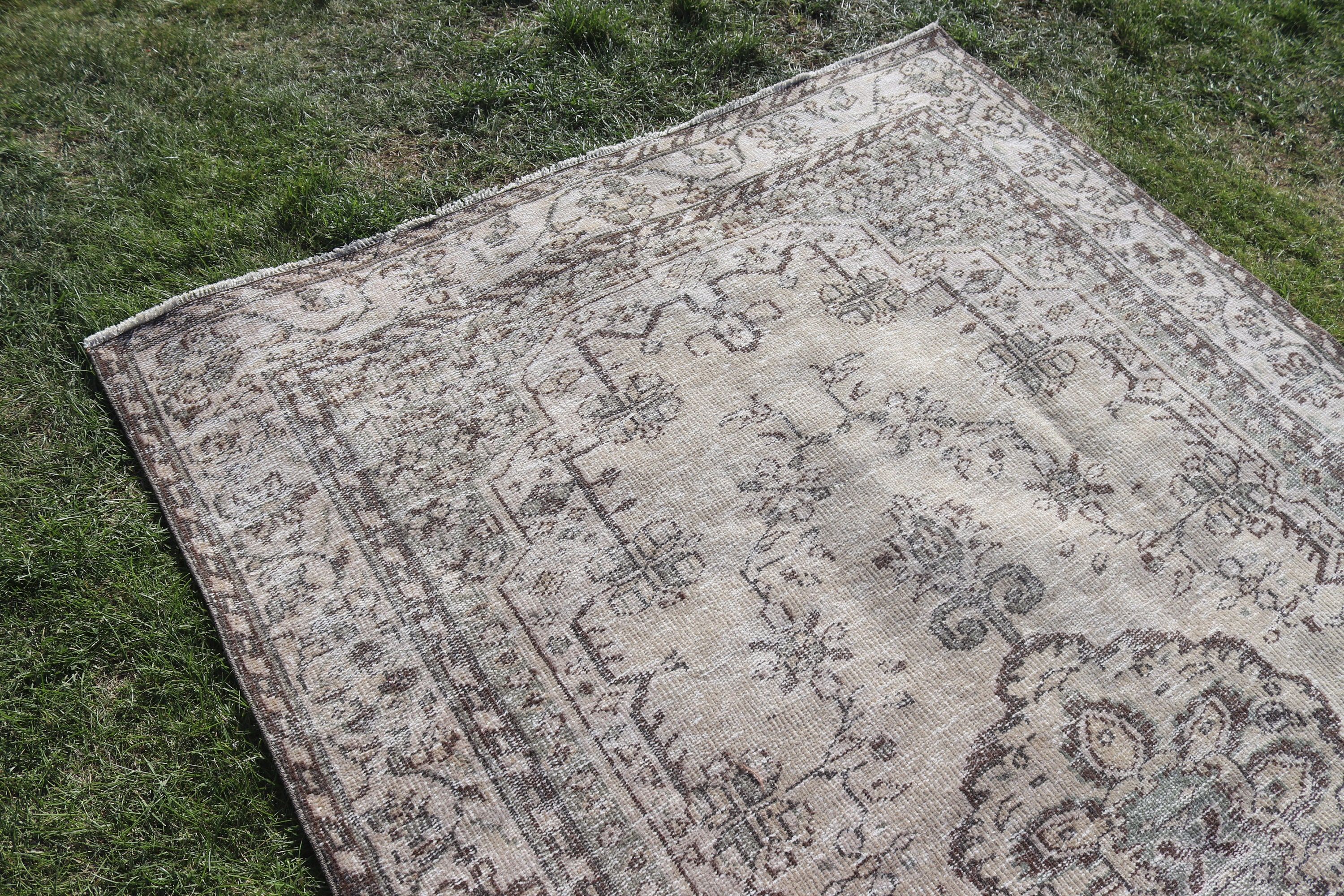 Turkish Rugs, Bedroom Rugs, Dining Room Rug, Geometric Rugs, Statement Rugs, Vintage Rugs, Beige Flatweave Rugs, 5.2x8.7 ft Large Rug