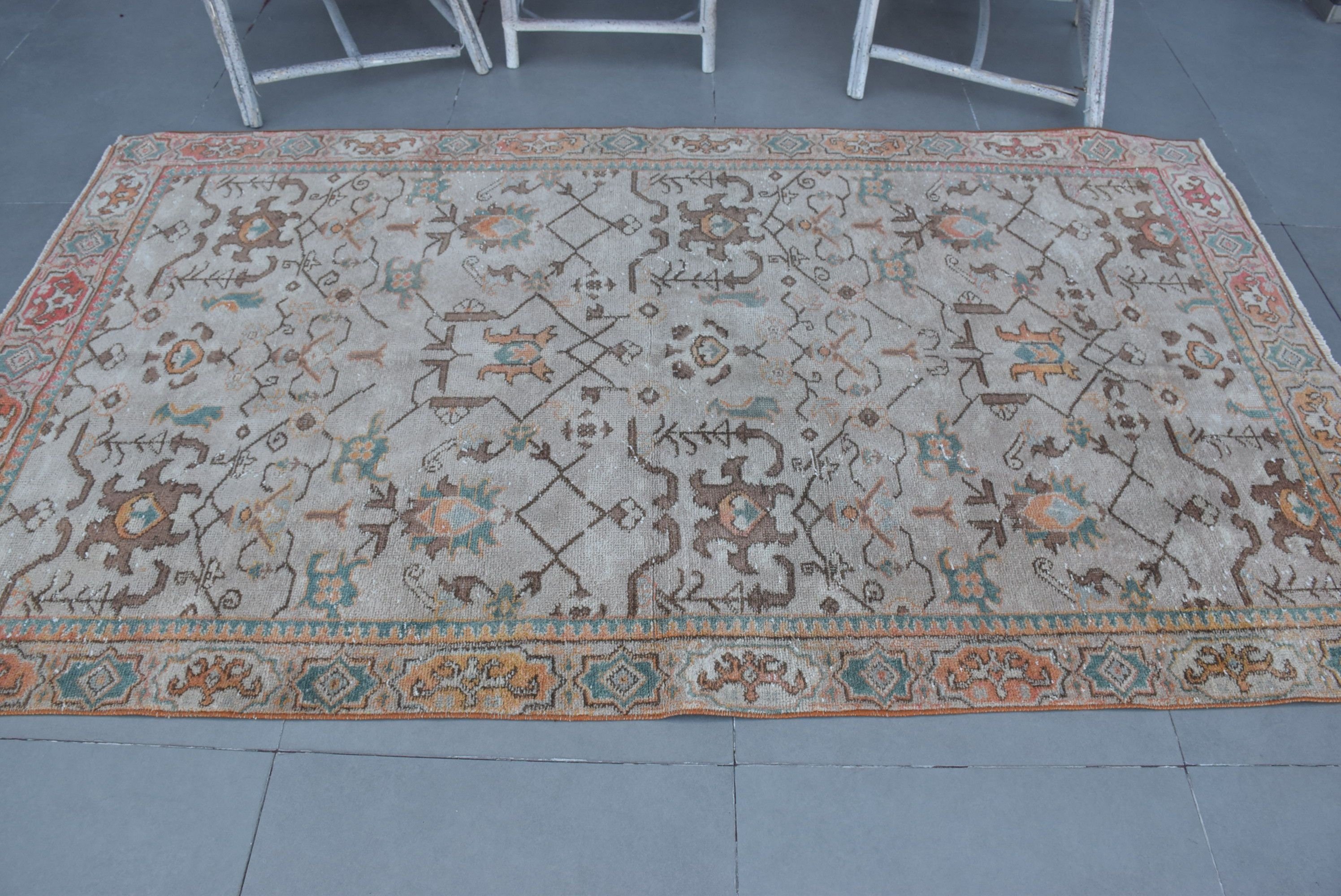 Pastel Rug, Vintage Rug, Oriental Rugs, Turkish Rug, Living Room Rug, Antique Rug, Rugs for Nursery, 4.6x8.1 ft Area Rug, Beige Kitchen Rug