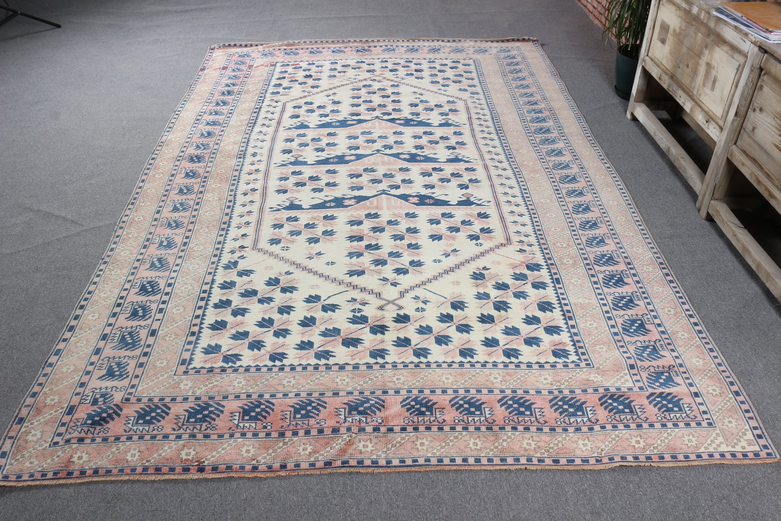 Turkish Rug, Pink Anatolian Rug, 6x9.1 ft Large Rugs, Floor Rugs, Vintage Rug, Salon Rugs, Dining Room Rug, Boho Rug, Anatolian Rug