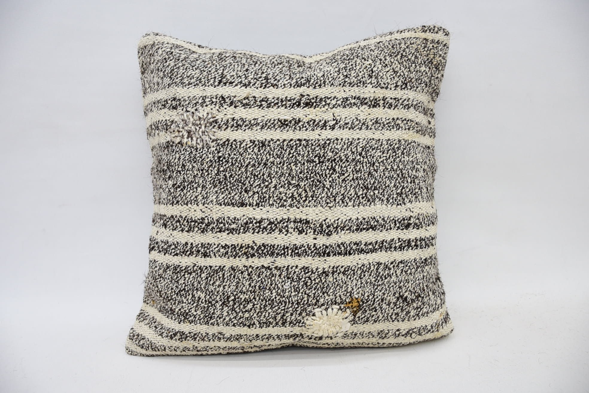 Boho Throw Cushion, Turkish Kilim Pillow, 14"x14" Brown Pillow Cover, Pillow for Sofa, Neutral Throw Pillow Cover, Gift Pillow