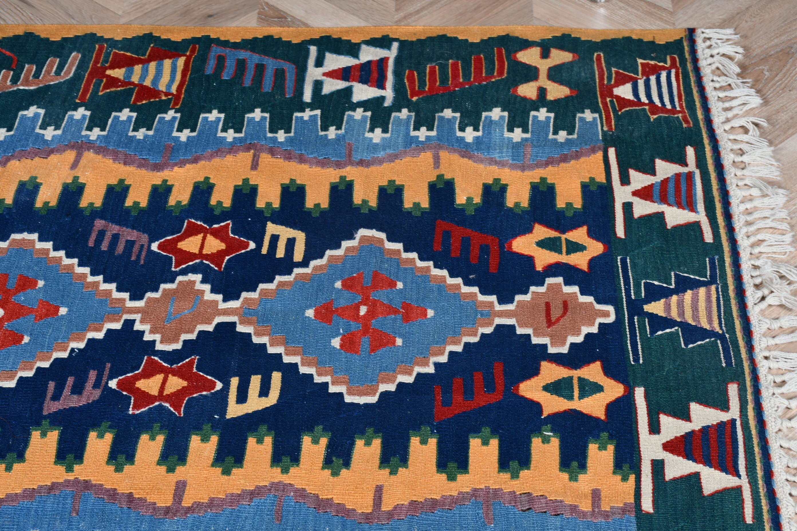 Türk Halısı, Vintage Halı, 3,7x5,5 ft Aksan Halısı, Kilim, Yeşil Oushak Halısı, Mutfak Halıları, Soluk Halı, Giriş Halısı, Fas Halısı