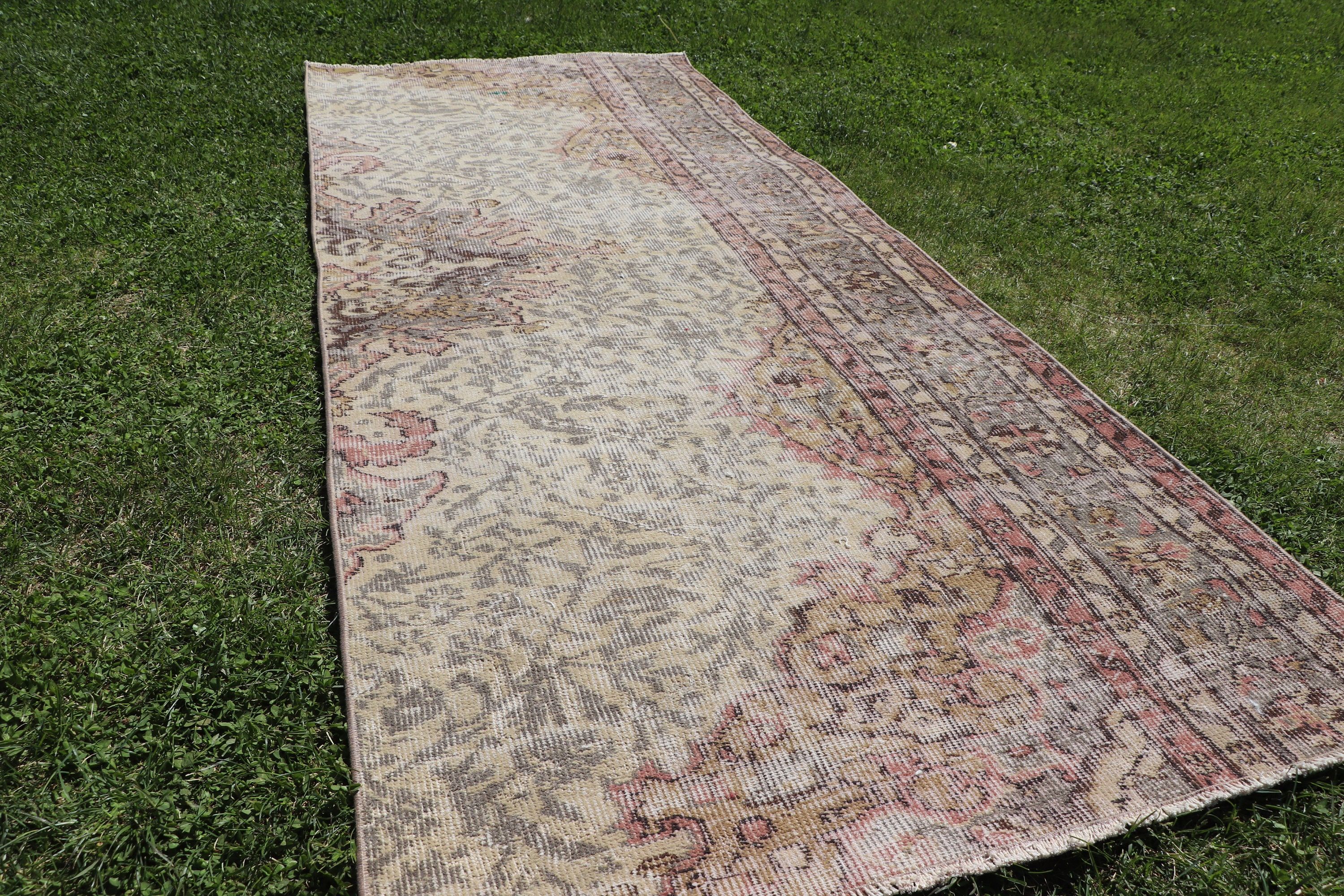 Yer Halıları, Vintage Halılar, Bej Lüks Halılar, El Dokuma Halı, Türk Halıları, Mutfak Halıları, 2,9x7,1 ft Aksan Halı, Aztek Halı, Boho Vurgu Halıları