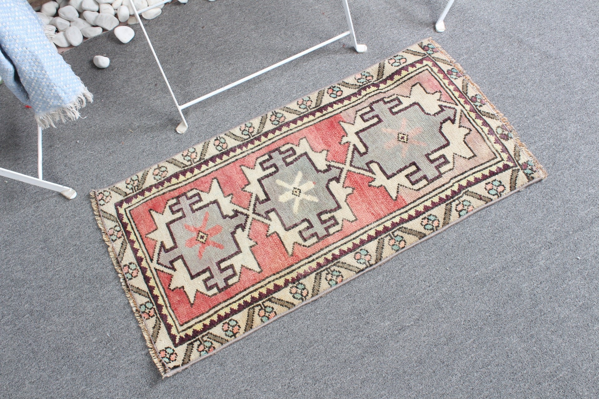 Bohemian Rug, Turkish Rug, Red Home Decor Rug, Bedroom Rug, Car Mat Rug, Antique Rug, 1.5x2.8 ft Small Rug, Vintage Rugs