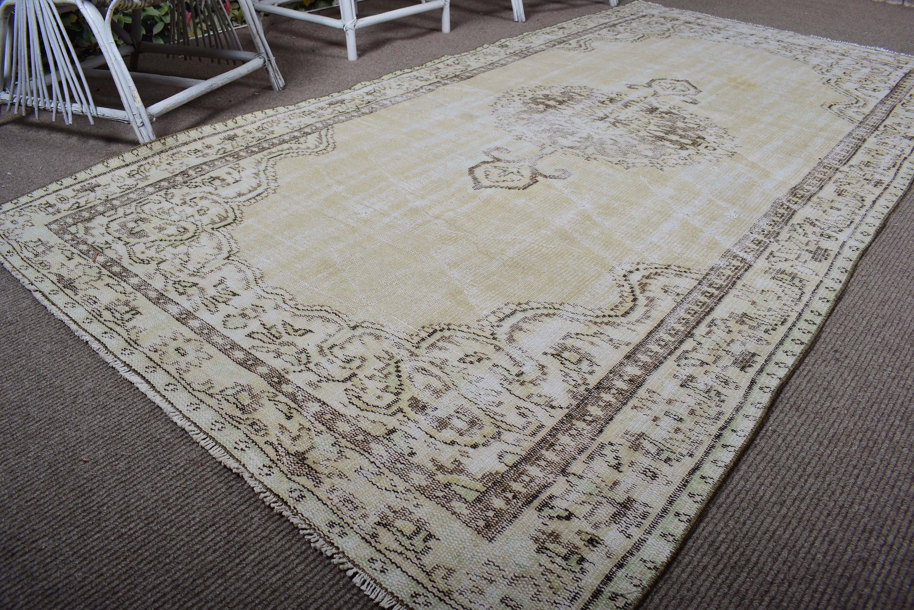 4.6x8.8 ft Büyük Halılar, Büyük Vintage Halı, Yeşil Boho Halılar, Vintage Halılar, Boho Halı, Yer Halısı, Türk Halısı, Yemek Odası Halıları, Geometrik Halılar