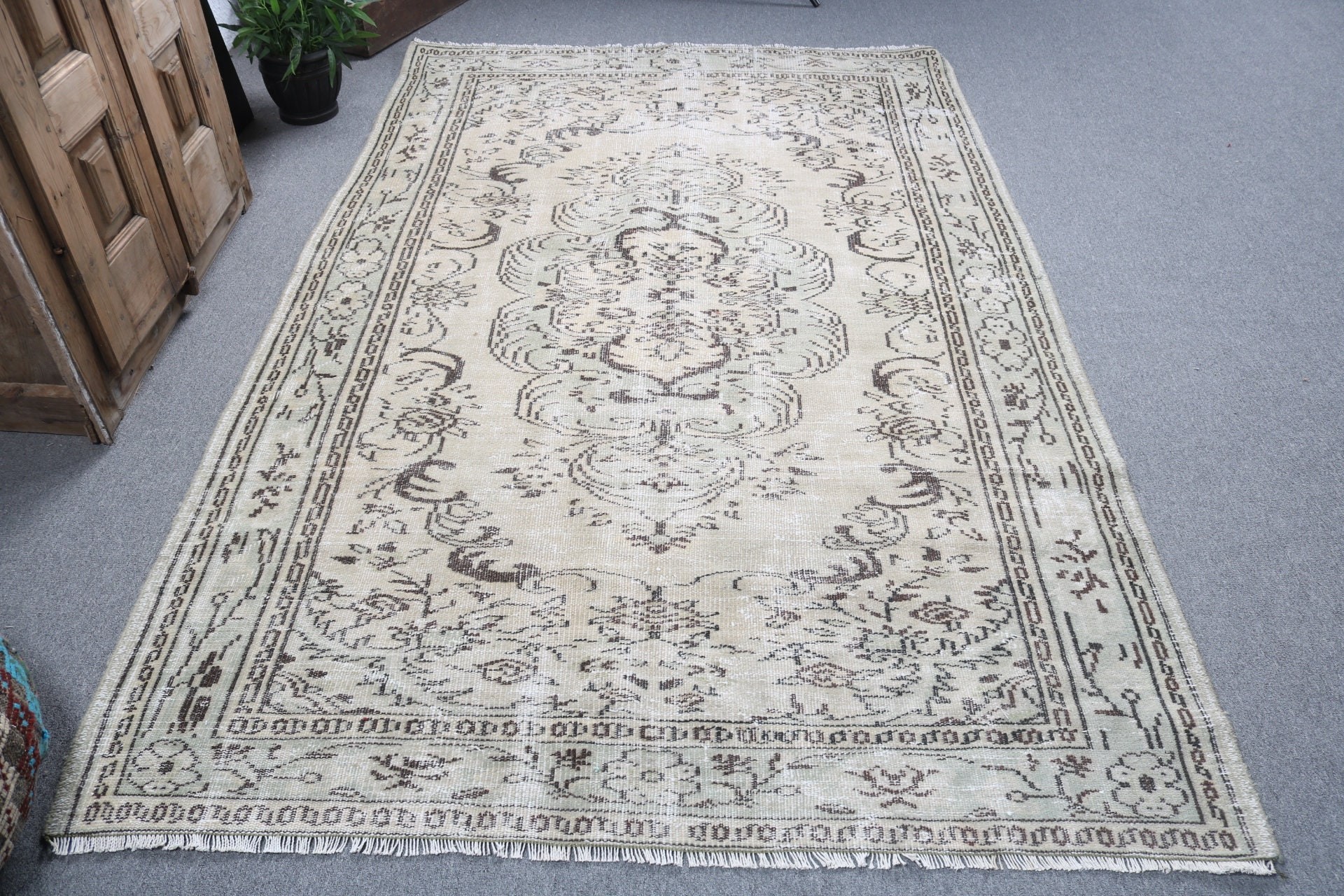 Türk Halısı, Büyük Vintage Halı, 5.3x8.3 ft Büyük Halı, Anadolu Halısı, Yeşil Ev Dekor Halısı, Vintage Halı, Lüks Halı, Yemek Odası Halıları