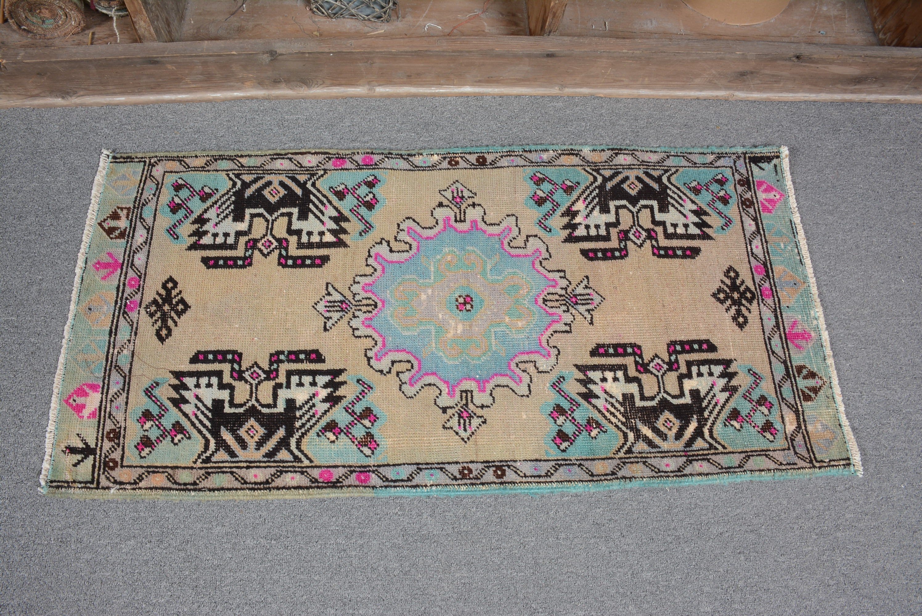 Vintage Halı, Banyo Halısı, Paspas Halıları, Antika Halı, Yer Halıları, Ev Dekorasyonu Halısı, 1.6x3.2 ft Küçük Halılar, Türk Halısı, Yeşil Anadolu Halısı