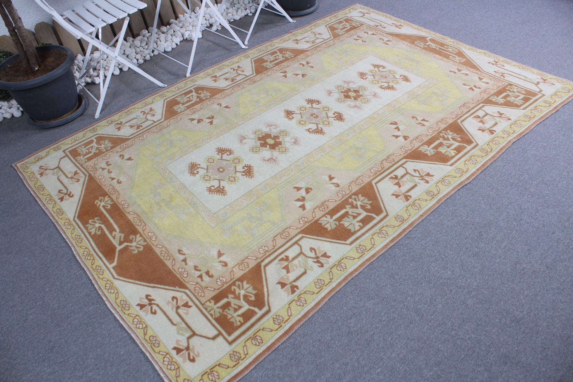 Vintage Rug, Authentic Rug, 5.2x7.8 ft Large Rug, Antique Rug, Bedroom Rugs, Oushak Rug, Dining Room Rug, Beige Anatolian Rug, Turkish Rug