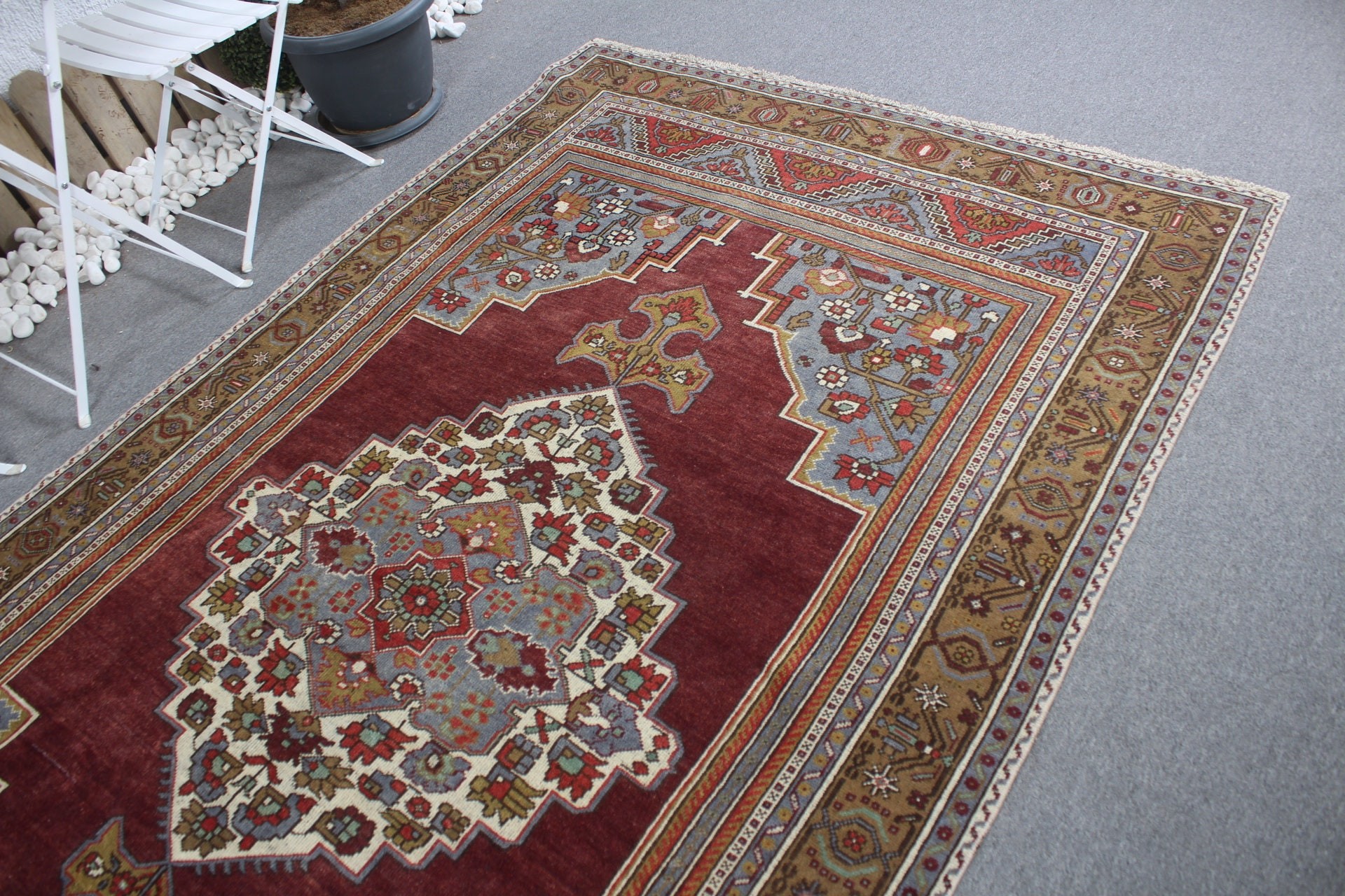 Mor Mutfak Halıları, 5.5x9.5 ft Büyük Halı, Vintage Halı, Oturma Odası Halısı, Yatak Odası Halıları, Türk Halısı, Yün Halısı, Anadolu Halısı, Salon Halısı