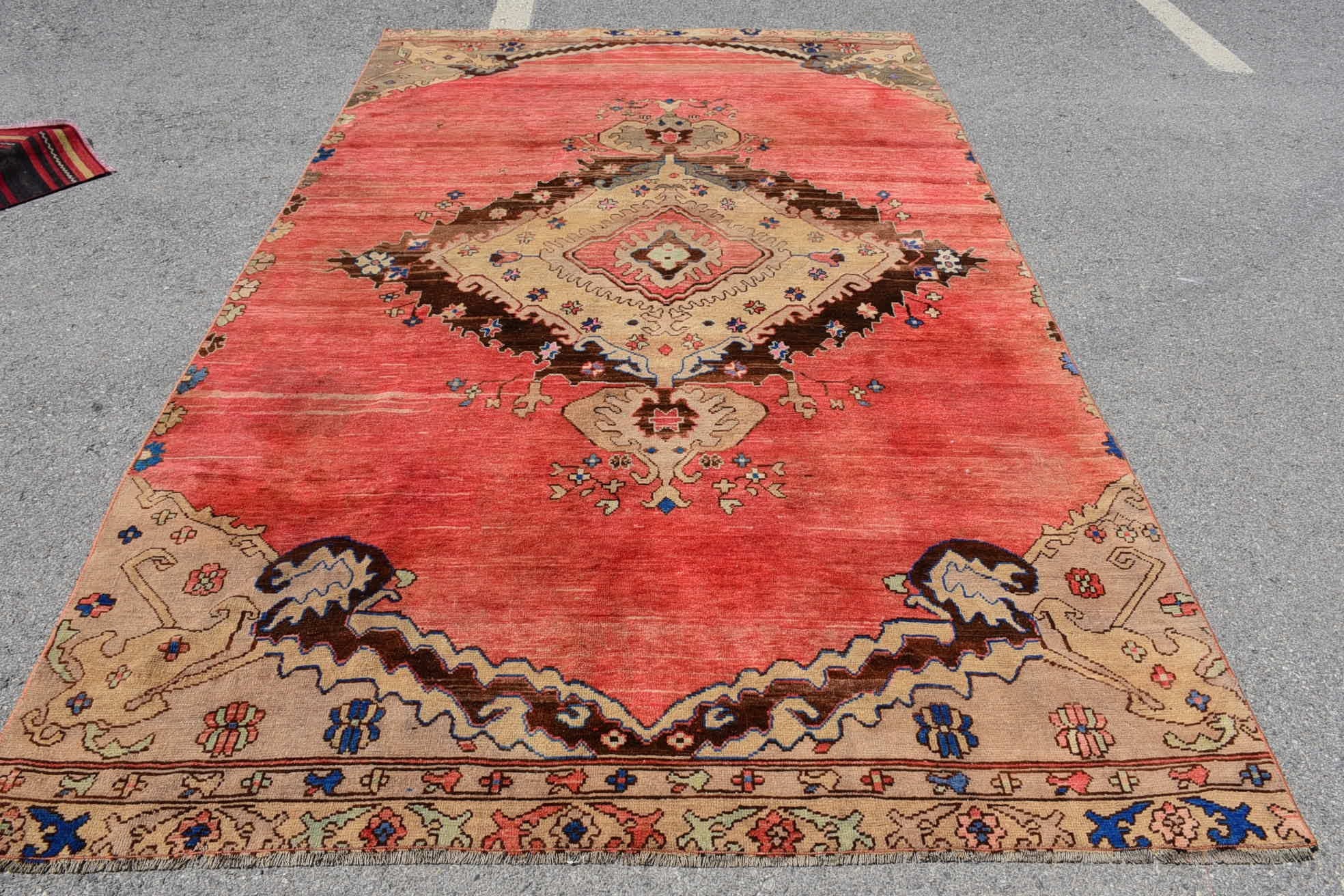 Anadolu Halısı, Oturma Odası Halıları, Yemek Odası Halısı, 6,2x10,4 ft Büyük Halılar, Türk Halısı, Salon Halısı, Parlak Halı, Oushak Halıları, Vintage Halılar