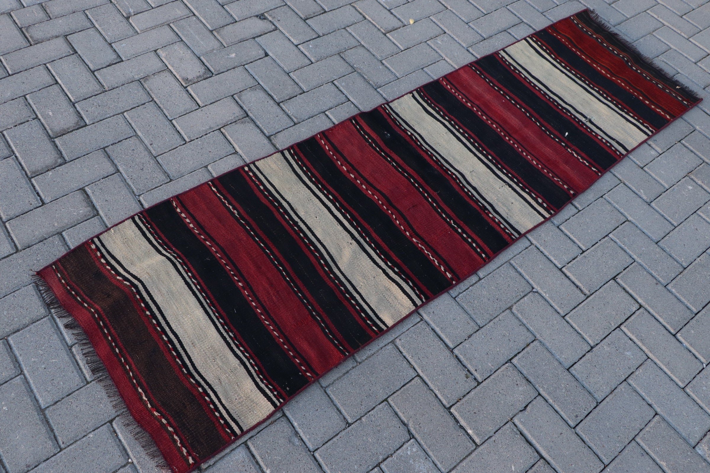 Corridor Rug, Turkish Rug, Kitchen Rugs, Bohemian Rug, Red Home Decor Rugs, Cool Rugs, Wool Rug, Kilim, Vintage Rug, 2x6.6 ft Runner Rugs