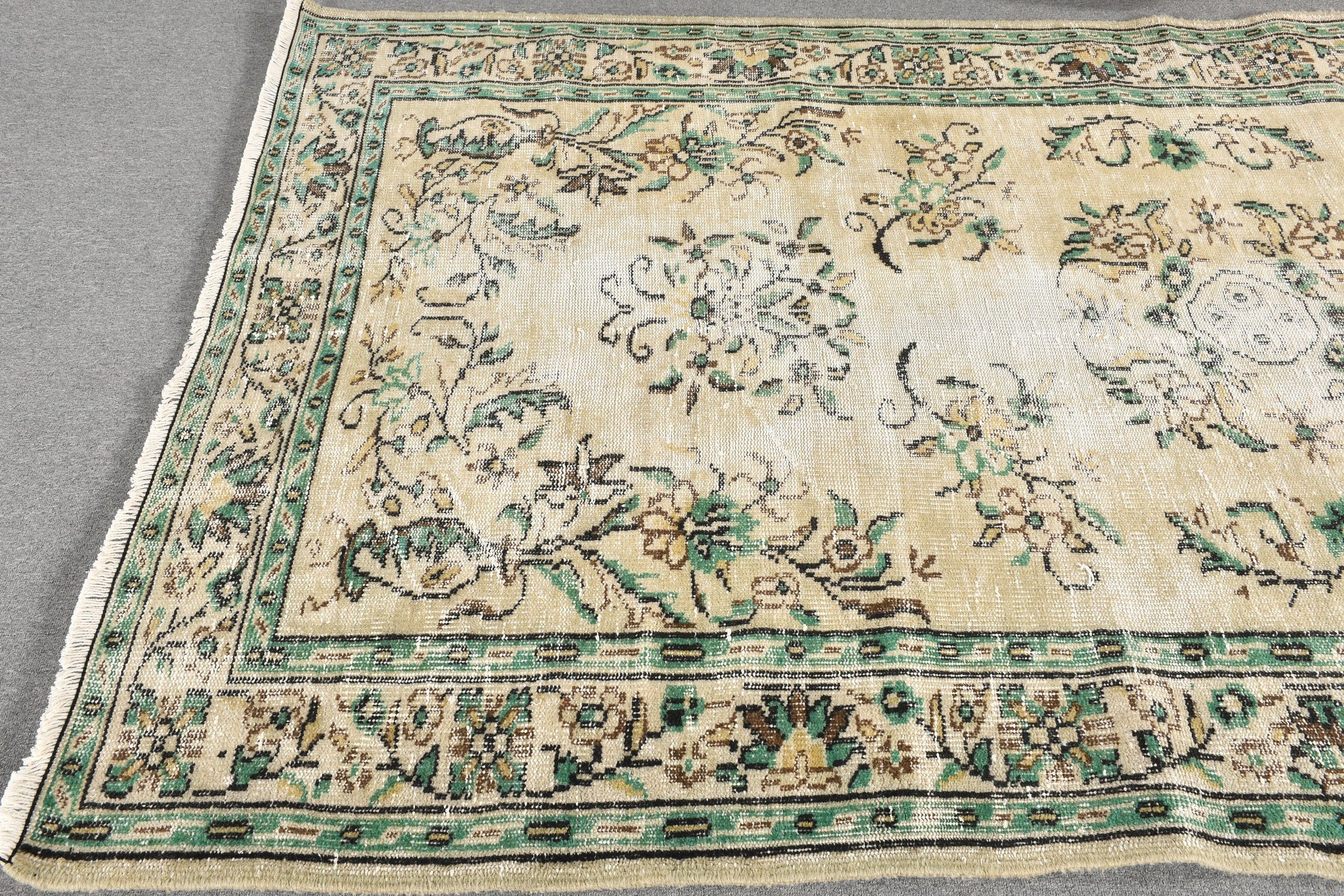 Turkish Rug, Kitchen Rug, 5.3x9 ft Large Rugs, Floor Rug, Dining Room Rug, Office Rug, Living Room Rug, Green Home Decor Rugs, Vintage Rugs