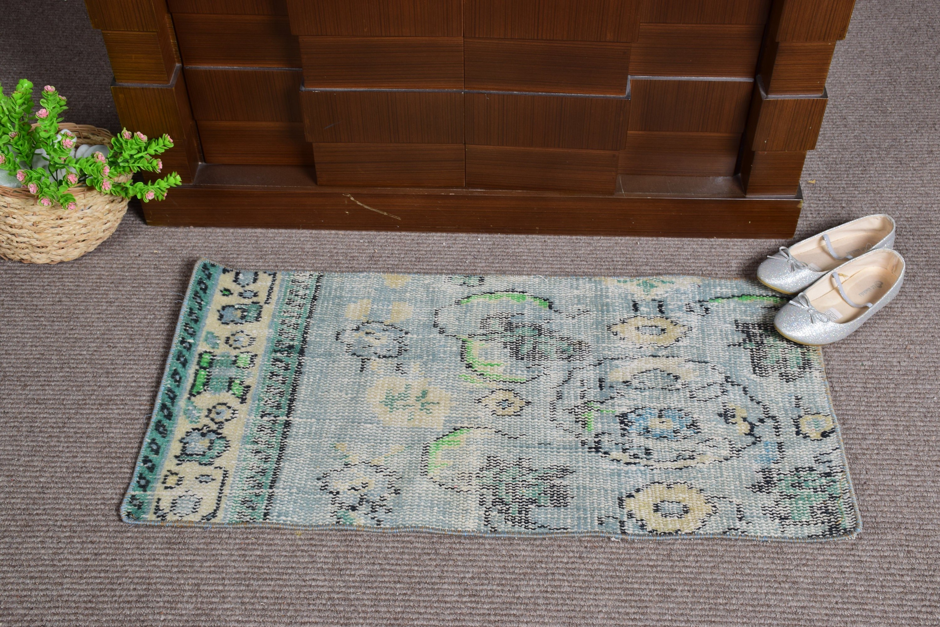 Nursery Rug, Rugs for Car Mat, Turkish Rugs, Green Floor Rugs, Moroccan Rugs, Vintage Rugs, Anatolian Rug, Car Mat Rug, 1.5x3 ft Small Rug