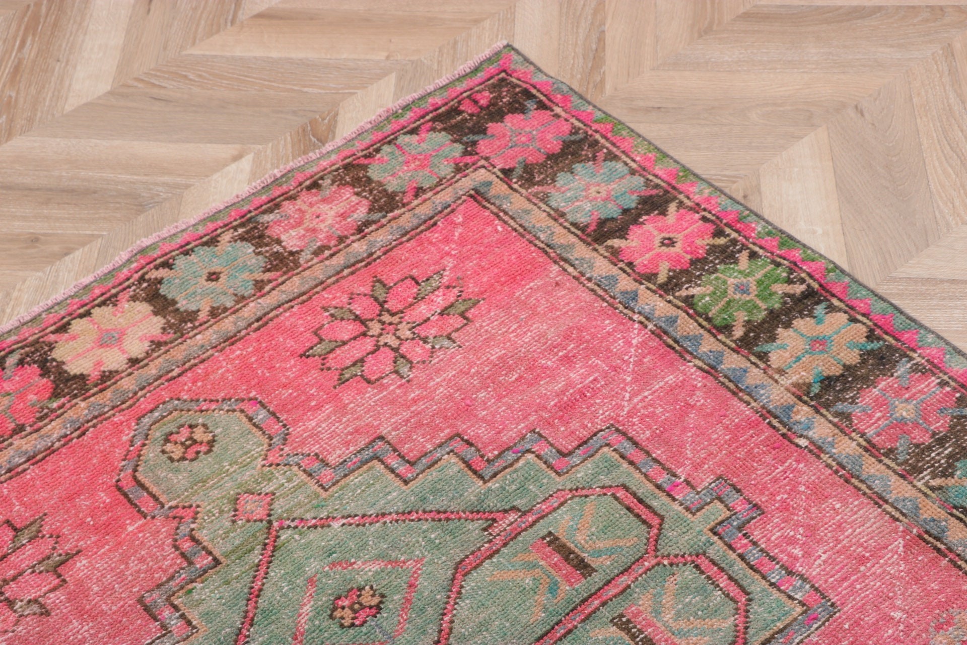 Pembe Havalı Halı, Boho Bölge Halıları, Vintage Halılar, Aztek Halıları, 3,8x8,2 ft Alan Halısı, Türk Halısı, Açıklama Halıları, Oturma Odası Halısı, Yatak Odası Halısı