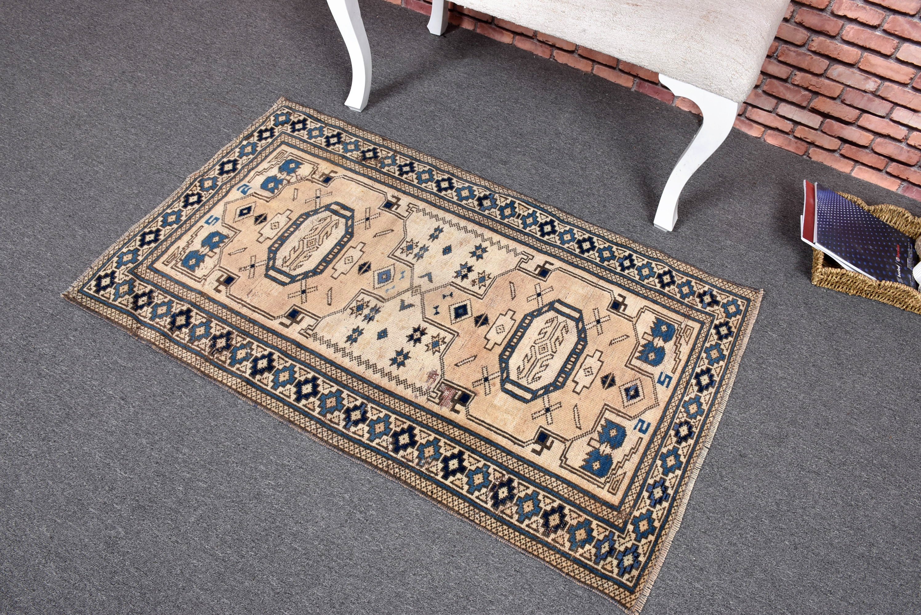 Nursery Rug, Vintage Rugs, Small Area Rug, 2.5x4.1 ft Small Rugs, Beige Statement Rugs, Oushak Rug, Turkish Rugs, Home Decor Rugs