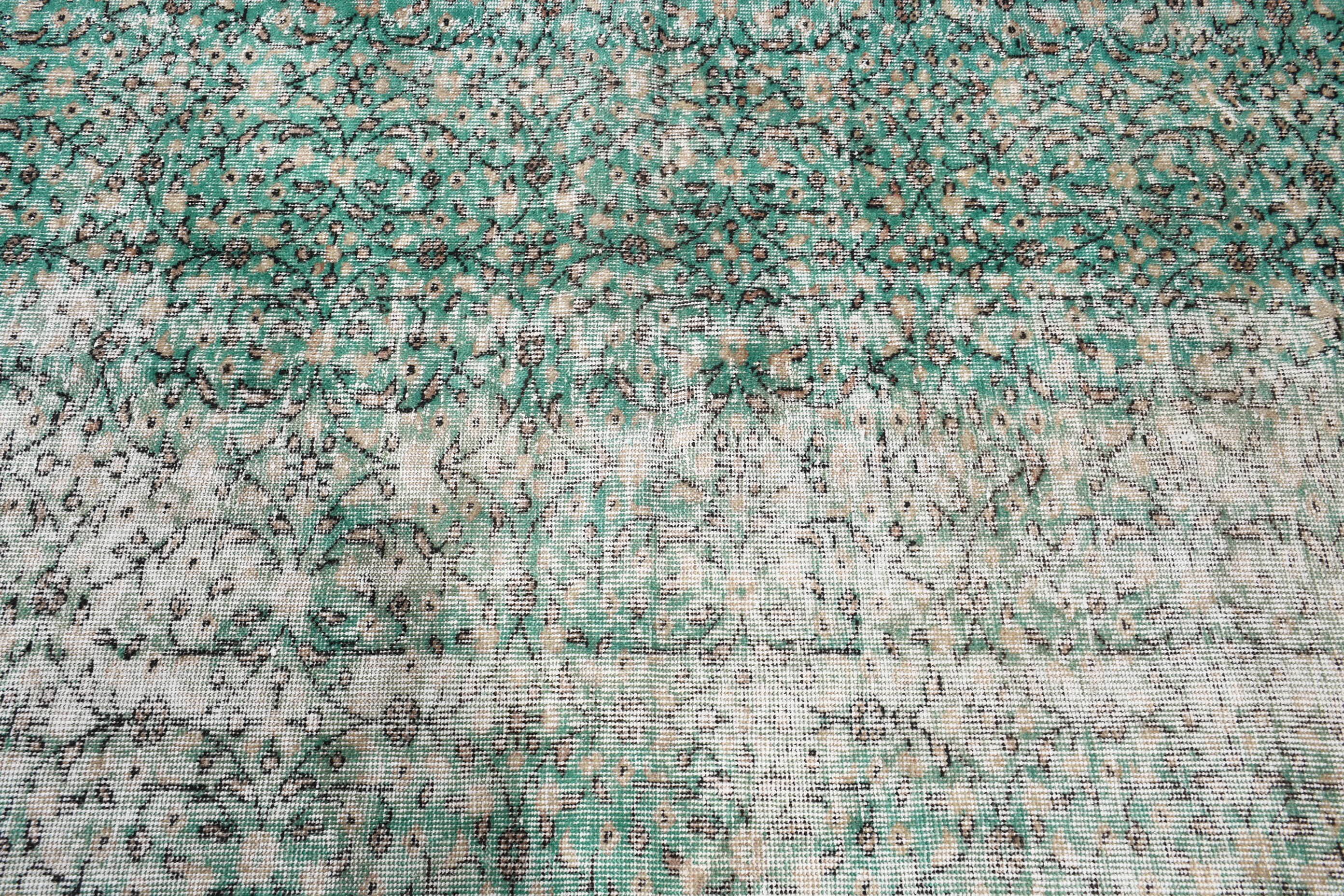 Green Wool Rugs, Indoor Rugs, Turkish Rugs, 4.4x8.3 ft Area Rug, Oushak Rug, Vintage Decor Rug, Kitchen Rugs, Vintage Rug