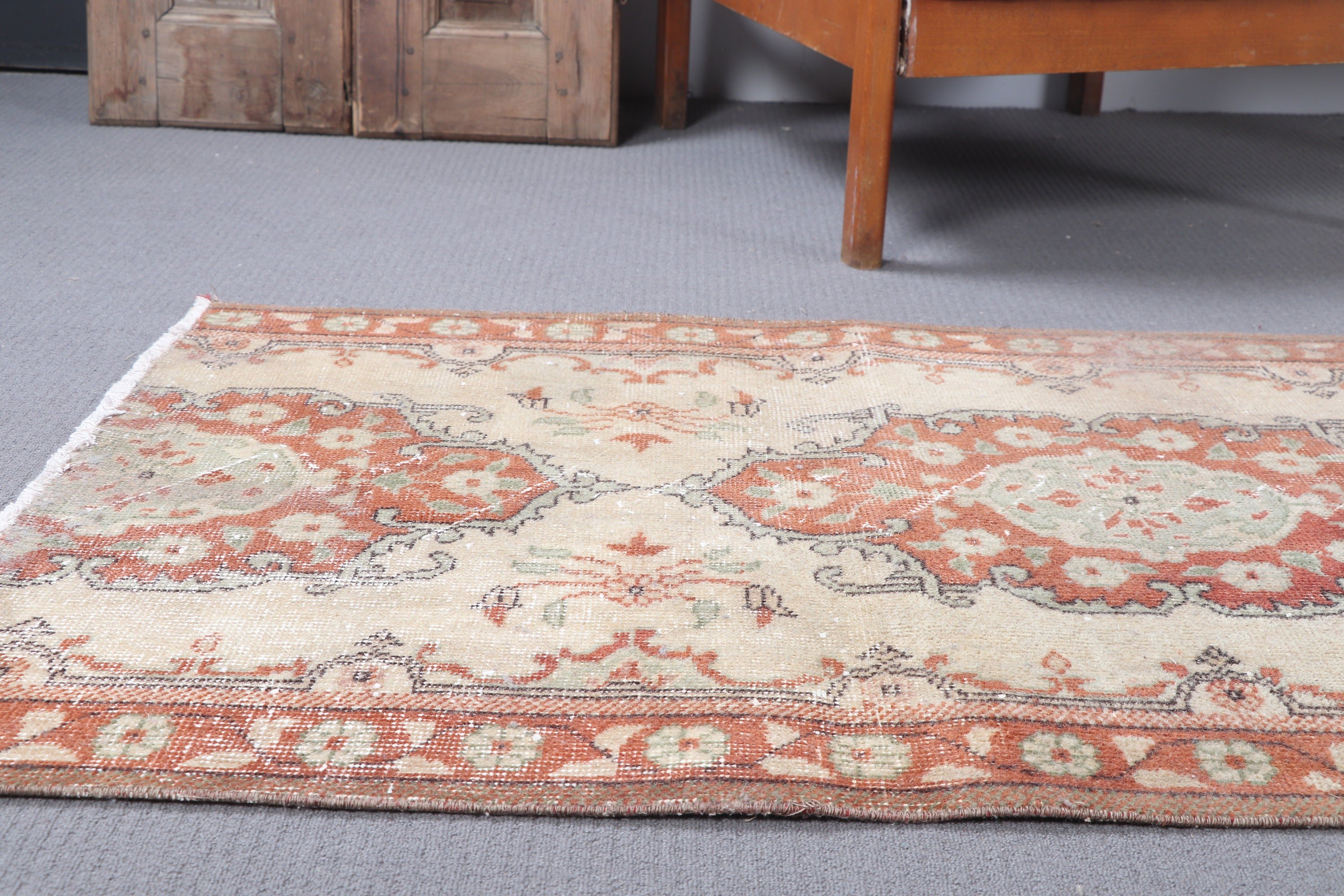 Vintage Rug, Hallway Rug, Handmade Rug, 3x11.5 ft Runner Rug, Turkish Rug, Long Runner Rugs, Beige Moroccan Rugs, Luxury Rugs, Floor Rugs