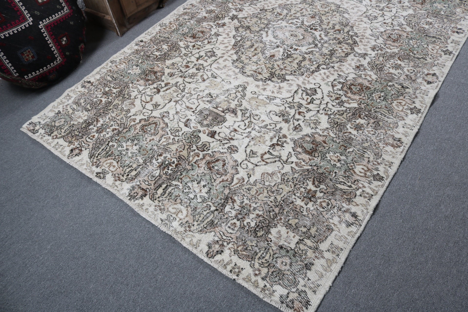 5.6x8.9 ft Büyük Halılar, Vintage Halı, Büyük Boho Halısı, Türk Halısı, Salon Halıları, Beyaz Antika Halılar, Boho Halıları, Yatak Odası Halıları, Mutfak Halısı