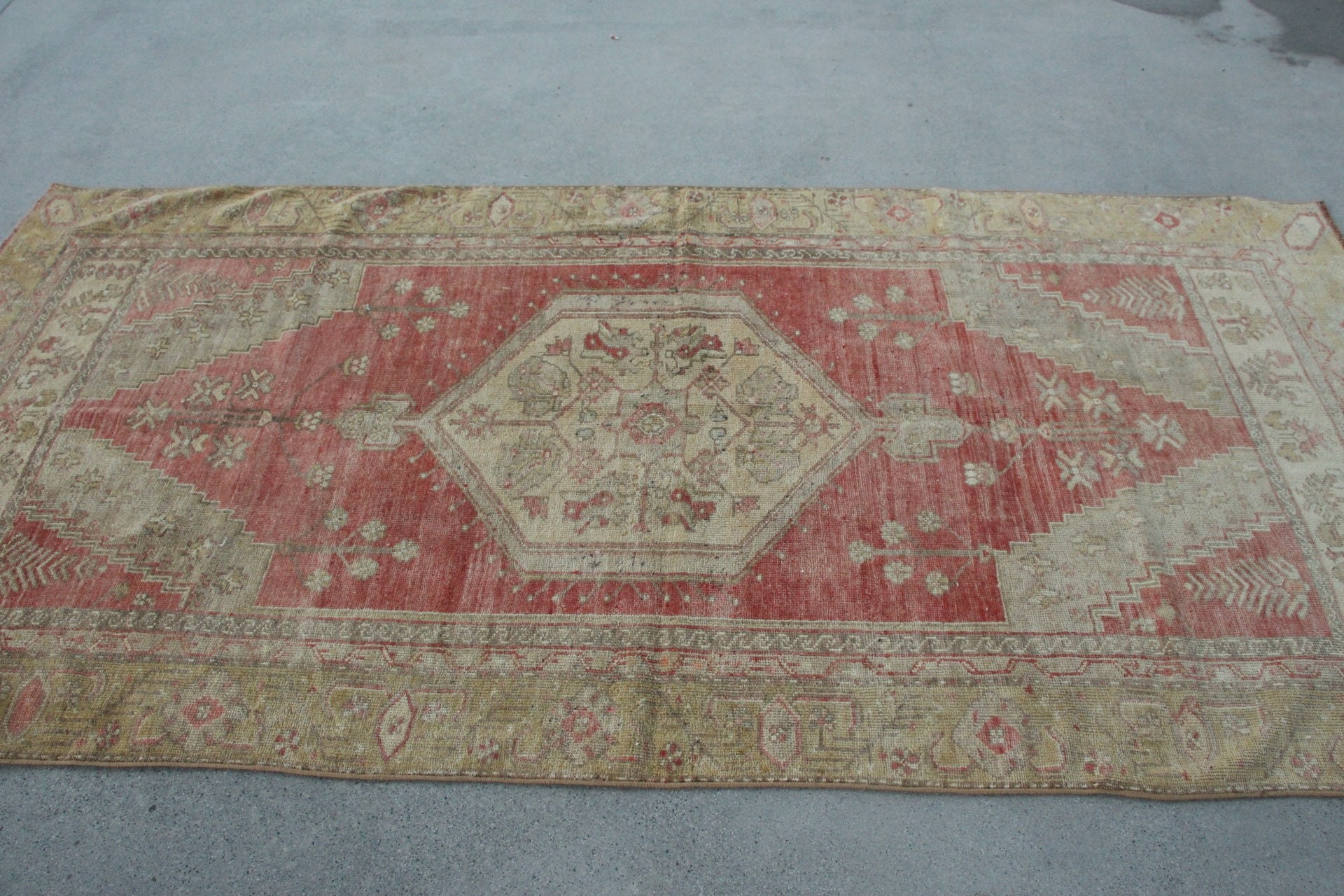 Vintage Rug, Turkish Rugs, Bedroom Rugs, Floor Rug, Red  4x8.3 ft Area Rug, Moroccan Rug, Rugs for Bedroom