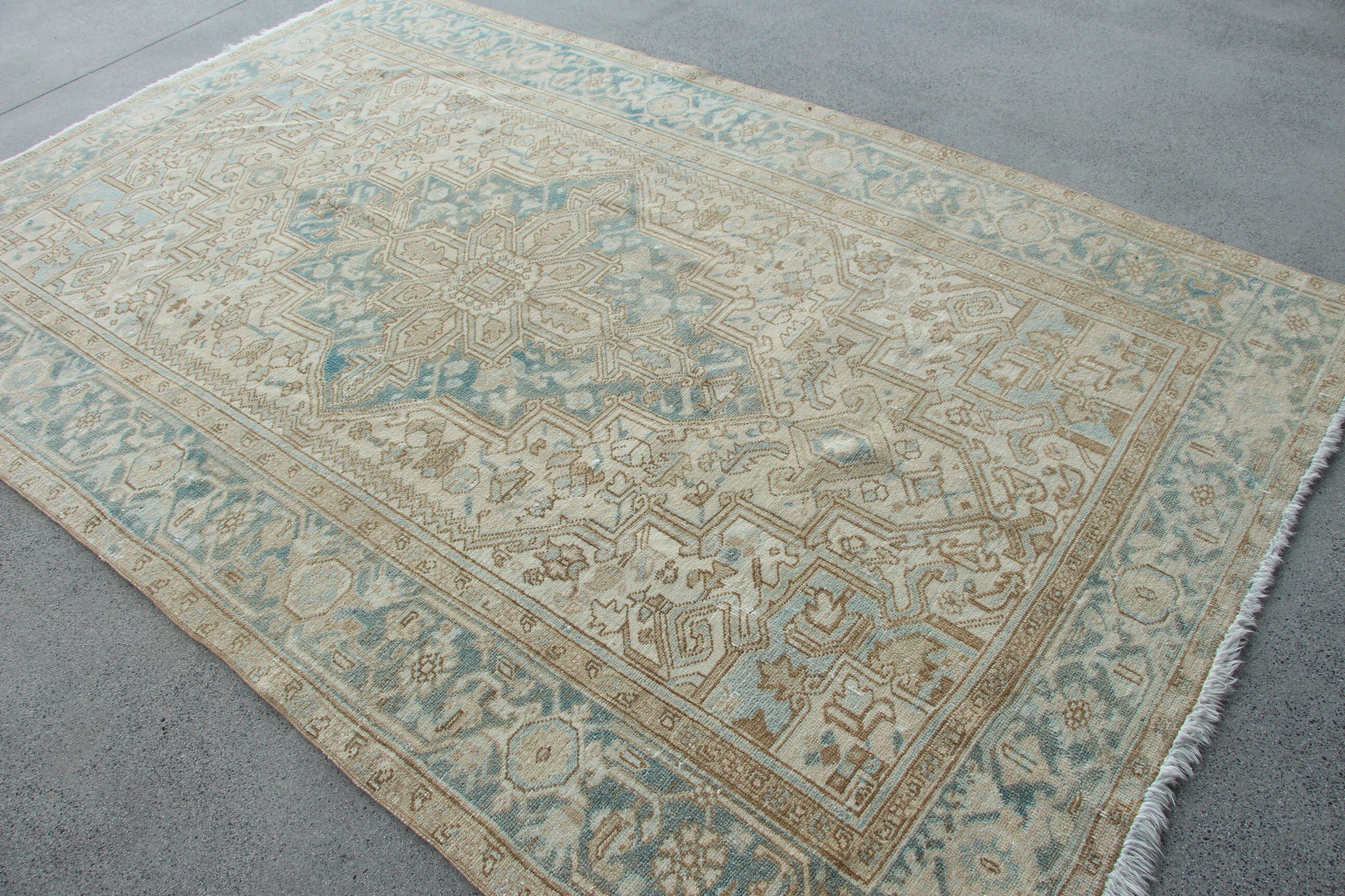 Salon Halıları, Kabile Halısı, Vintage Halı, Bej Oryantal Halılar, 5,8x9 ft Büyük Halılar, Açıklama Halısı, Anadolu Halısı, Büyük Boho Halısı, Türk Halısı