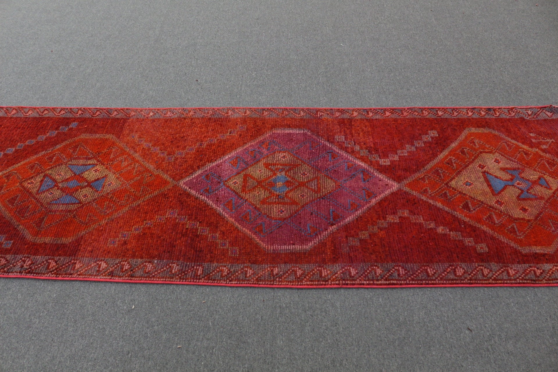 Turkish Rug, Anatolian Rug, Stair Rug, Vintage Rug, Muted Rug, Antique Rug, 3.1x10.4 ft Runner Rug, Orange Oriental Rug, Rugs for Corridor